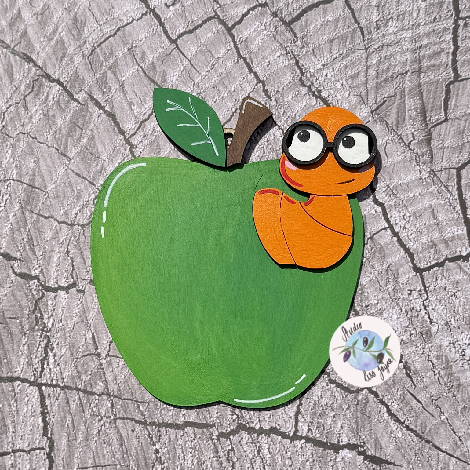 Best Teacher Apple End of Term Handmade Hanging Gift.  Layered plywood hand painted in green Thank You Teacher green apple design