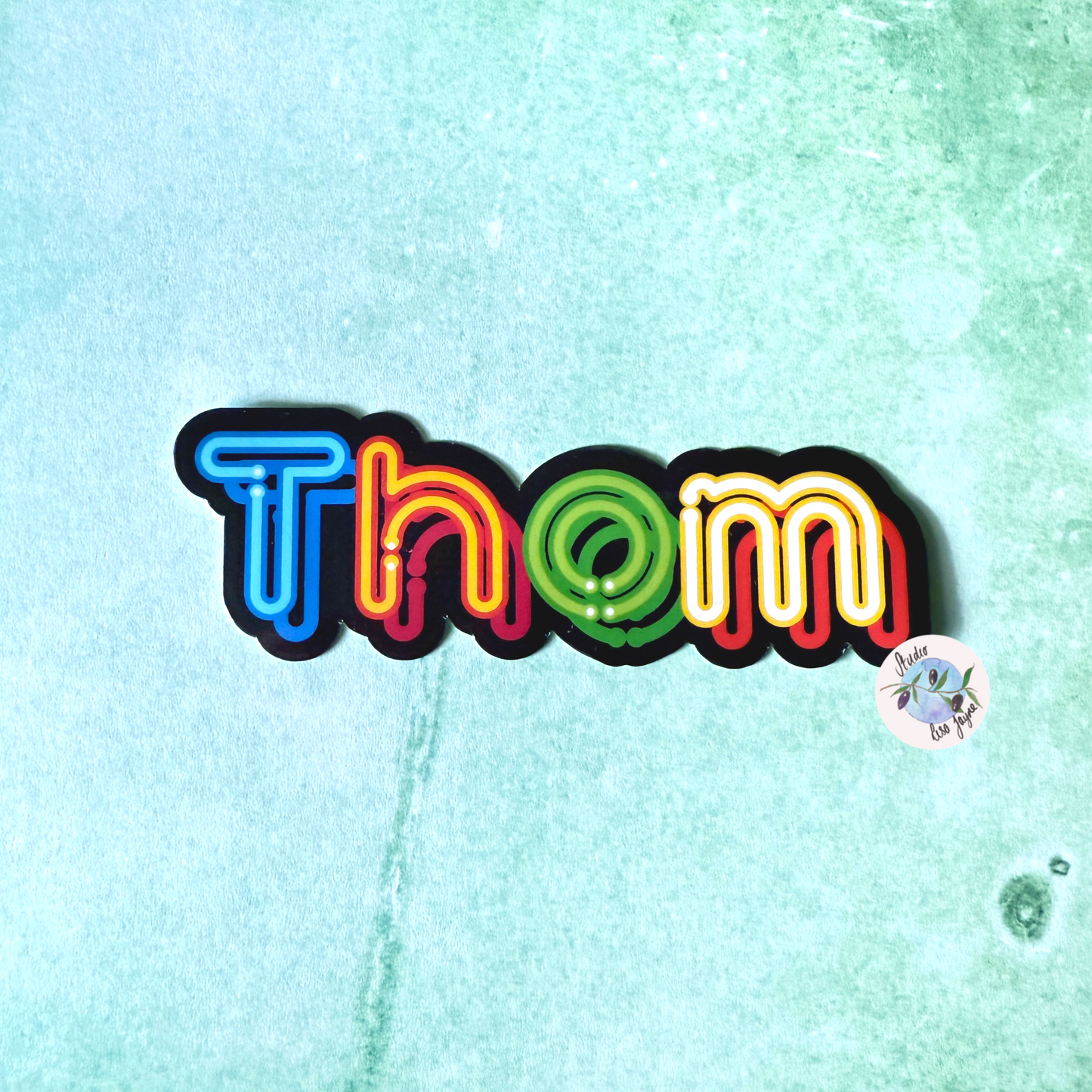 Neon Style Personalised Waterproof Vinyl Name Sticker - Orange Pink Green Blue Multicoloured