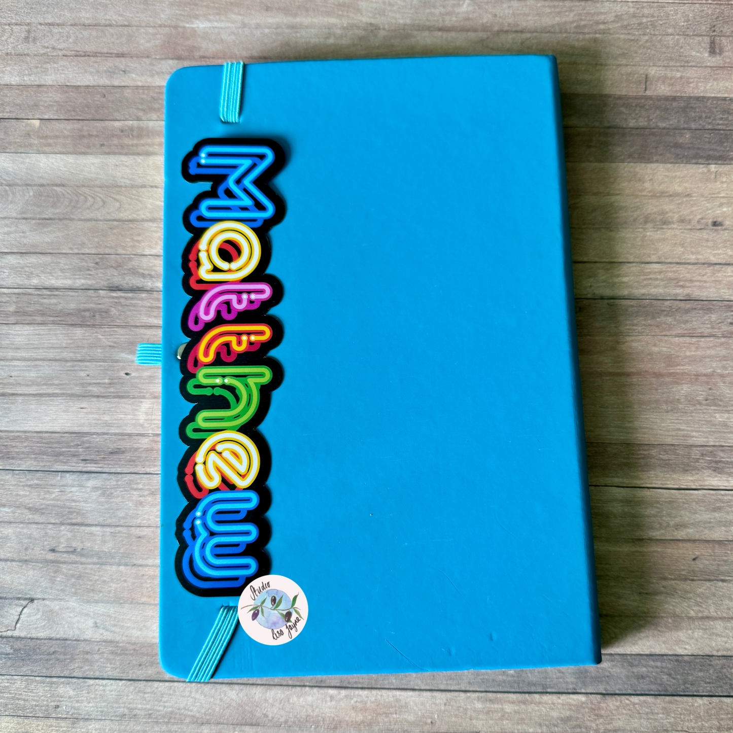Neon Style Personalised Waterproof Vinyl Name Sticker - Orange Pink Green Blue Multicoloured