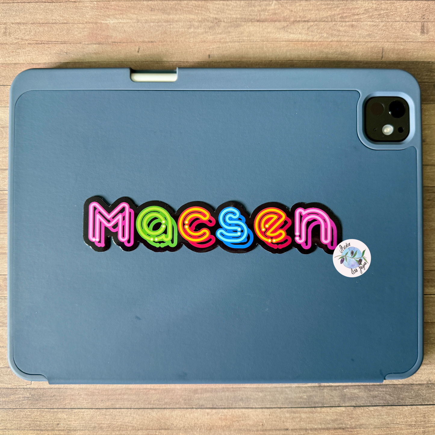 Neon Style Personalised Waterproof Vinyl Name Sticker - Orange Pink Green Blue Multicoloured