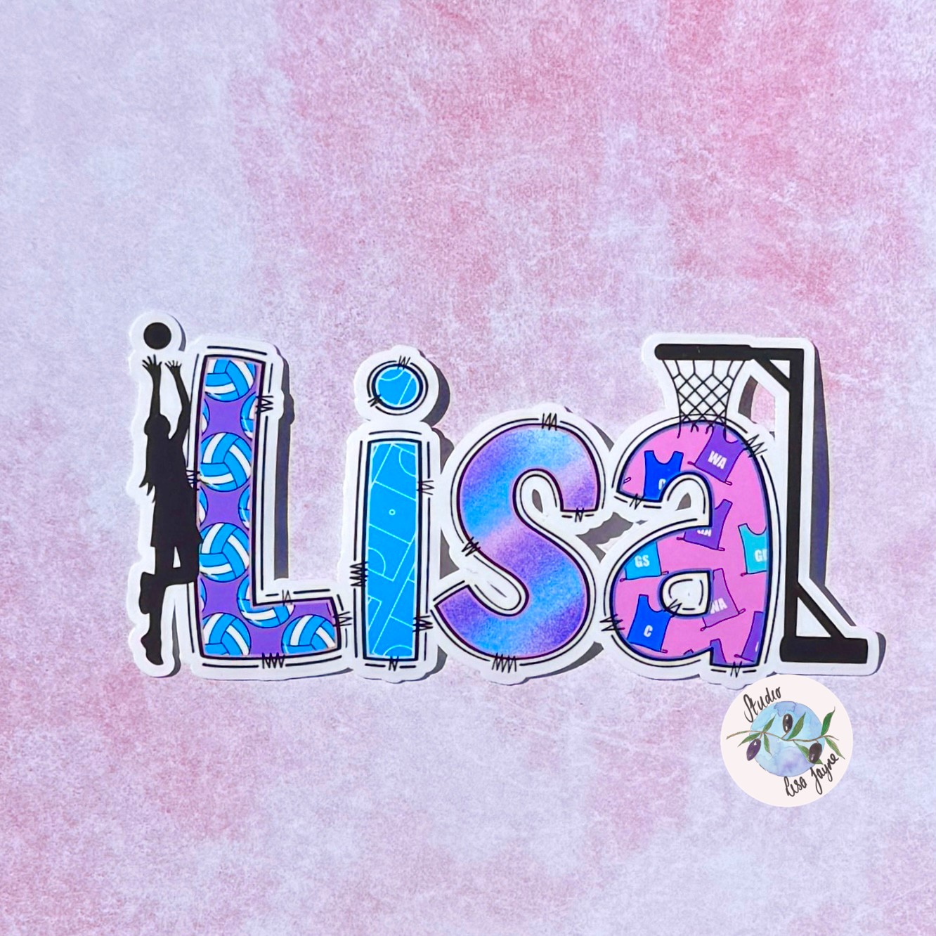Netball Name Personalised Waterproof Vinyl Sticker Label