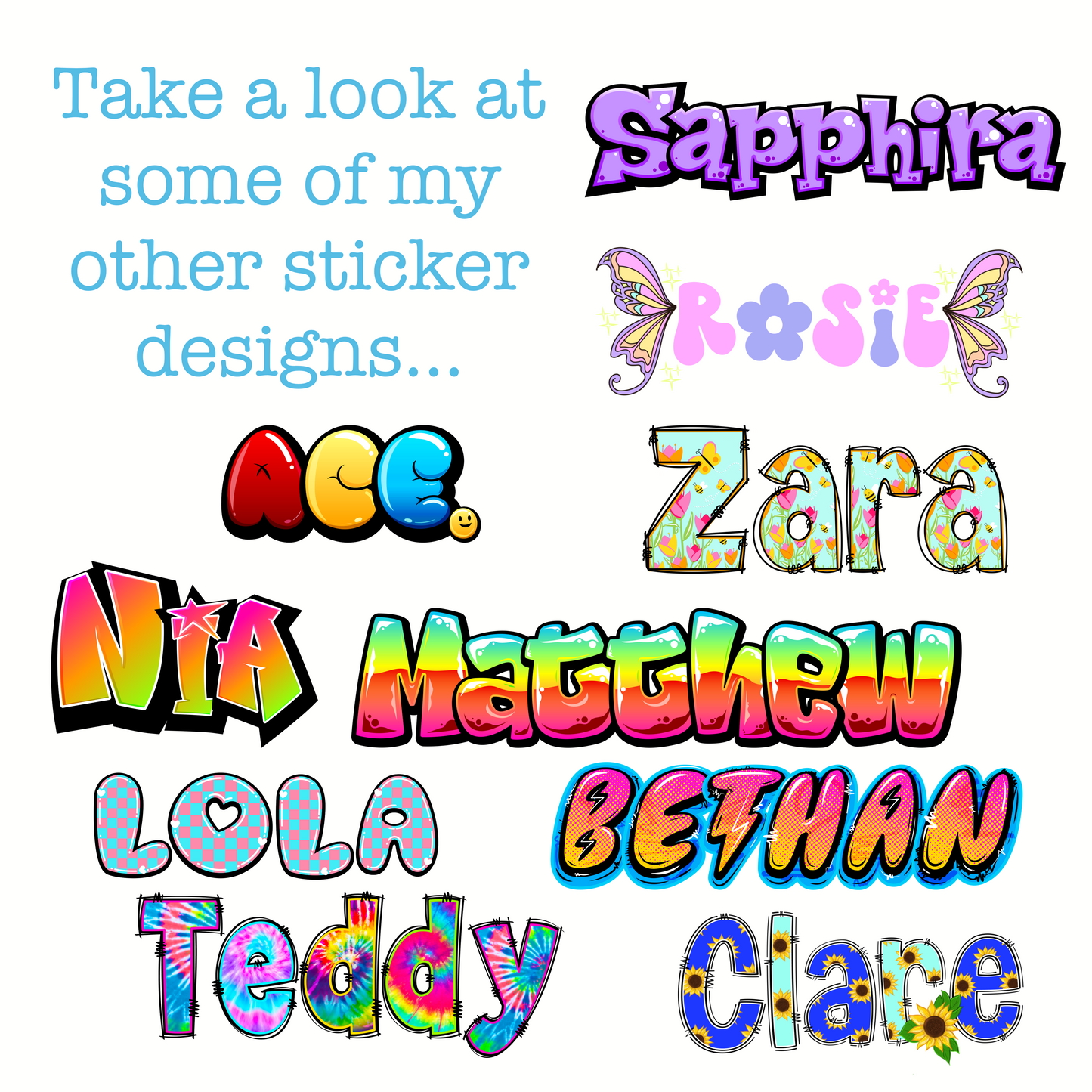 Tropical Graffiti Name Name Sticker - Personalised Waterproof Vinyl Bright Colours
