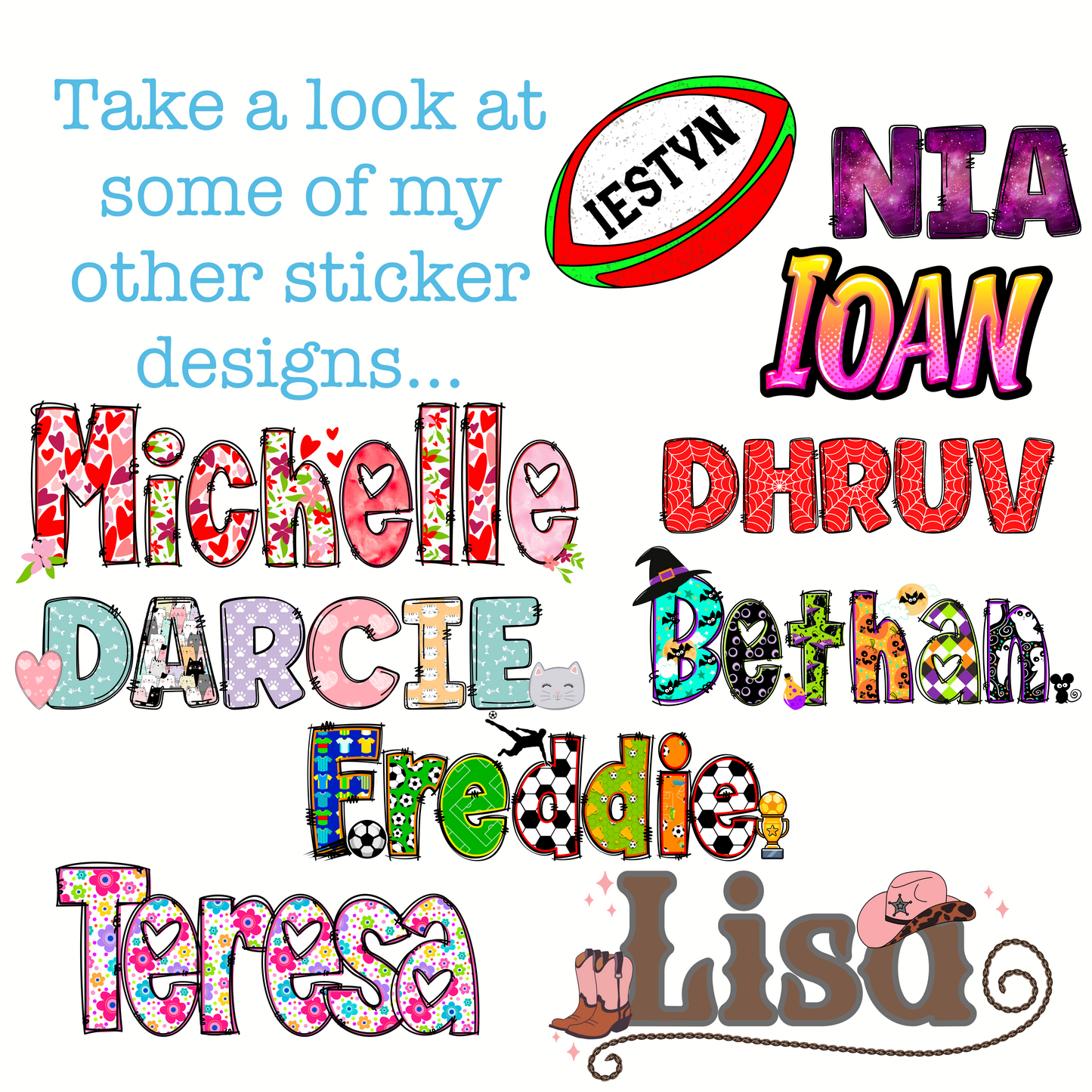 Tropical Graffiti Name Name Sticker - Personalised Waterproof Vinyl Bright Colours