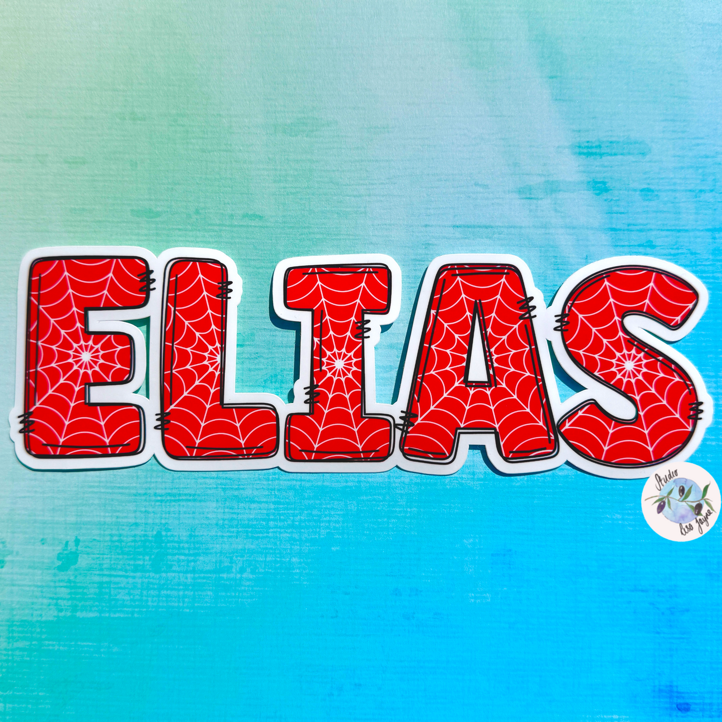 Spider man and woman themed personalised name stickers. Red style for classic Peter Parker Spiderman fans. Waterproof vinyl labels
