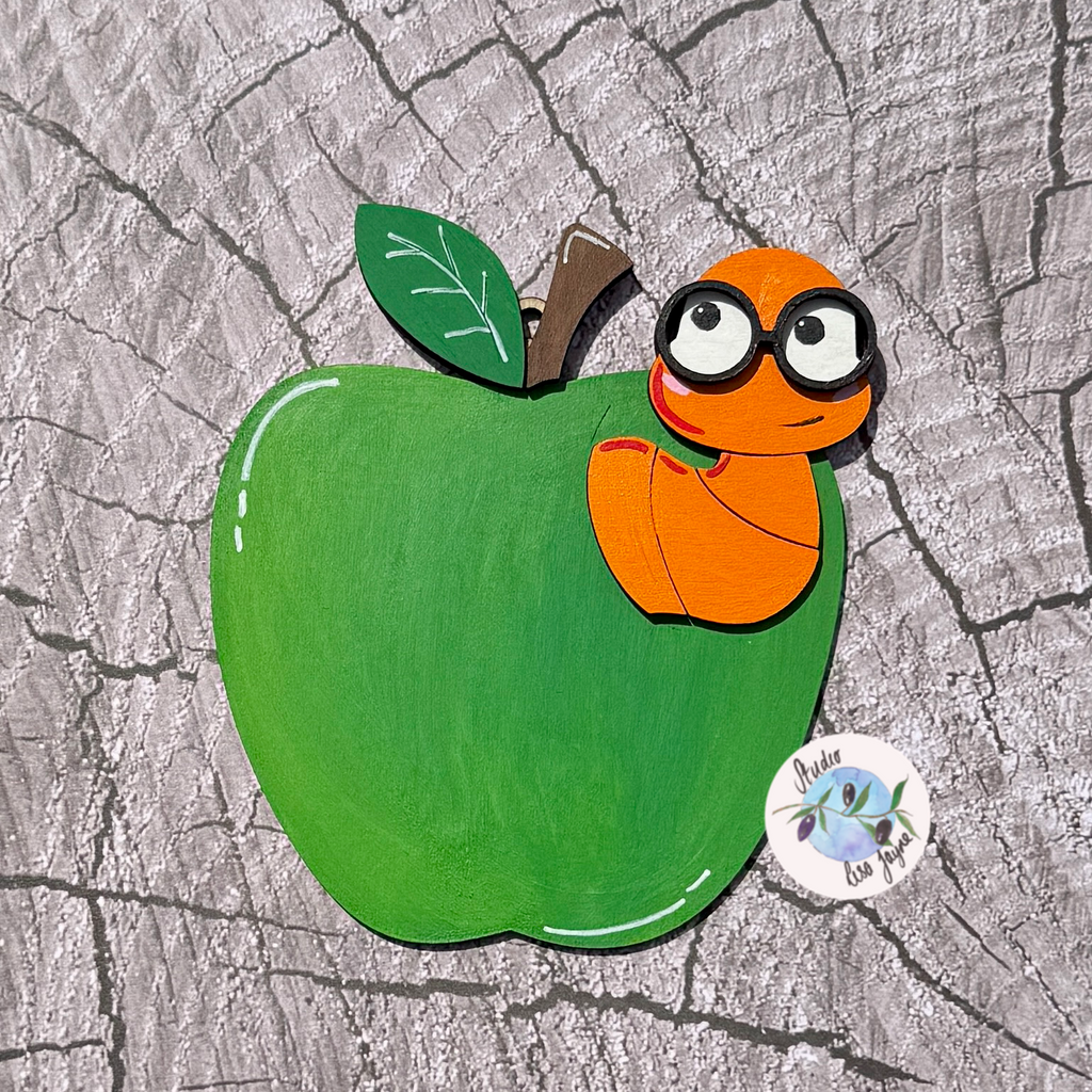 Best Teacher Apple End of Term Handmade Hanging Gift.  Layered plywood hand painted in green Thank You Teacher green apple design