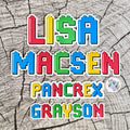 Colourful building blocks name stickers on a textured grey background