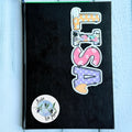 Cat Name Sticker waterproof vinyl, colourful diary journal notebook Lisa. Mix and match design