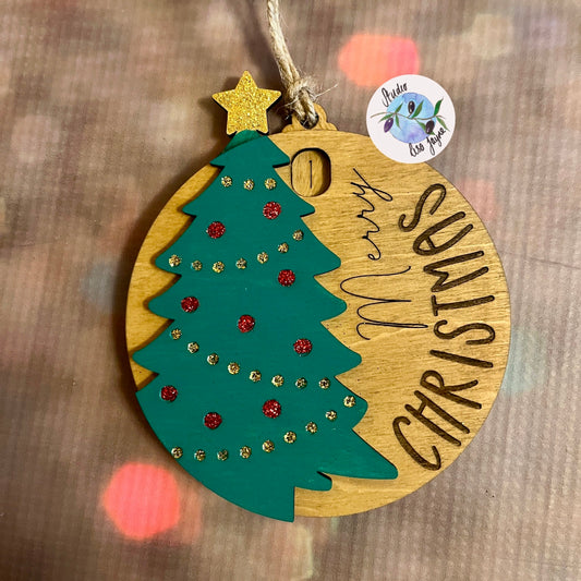 Christmas Countdown Tree Advent Calendar Decoration - Move star around each day to.  Handmade and hand painted