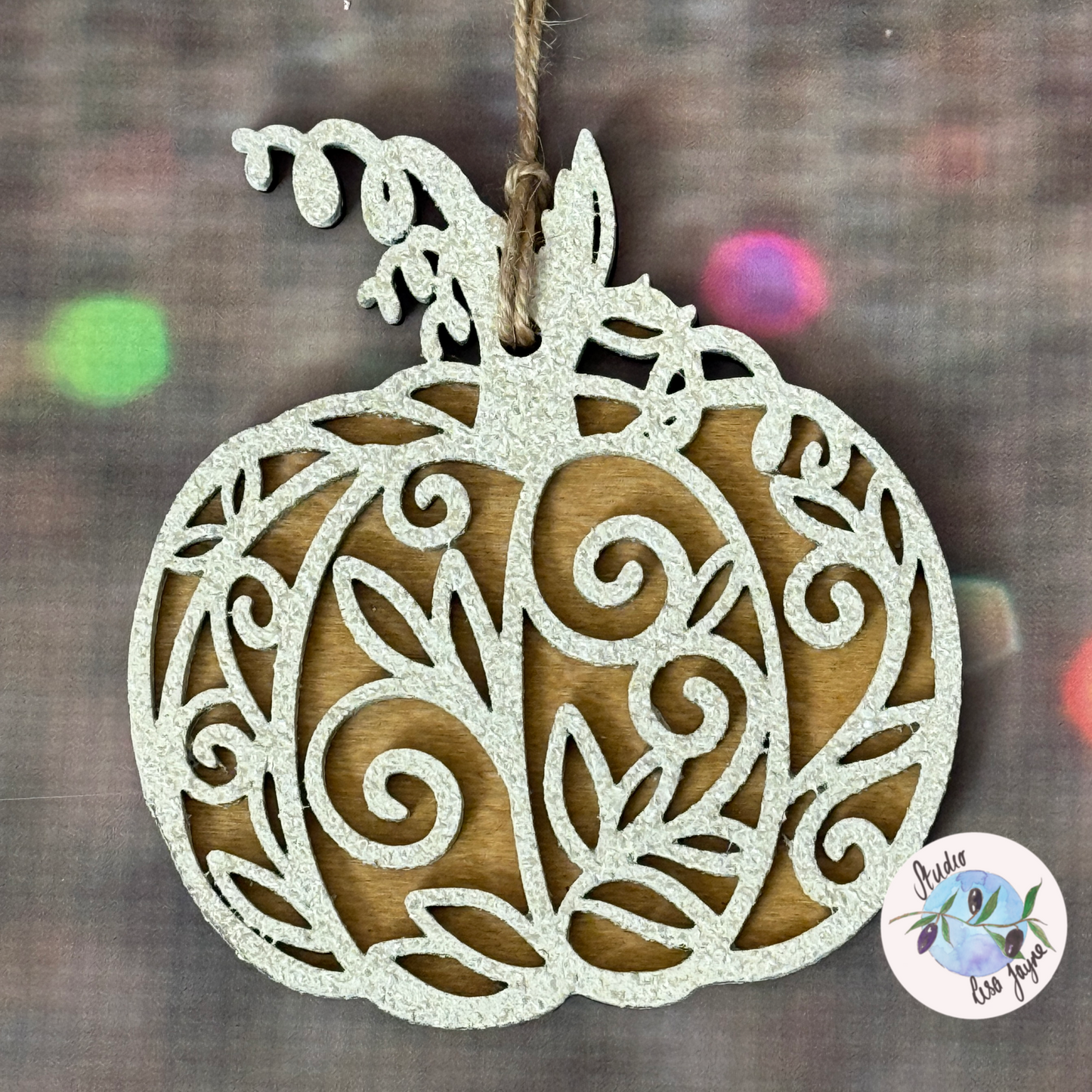 Layered Swirled Pumpkin Autumn Handmade Wooden Stone Effect Hanging Decoration - tall pumpkin 