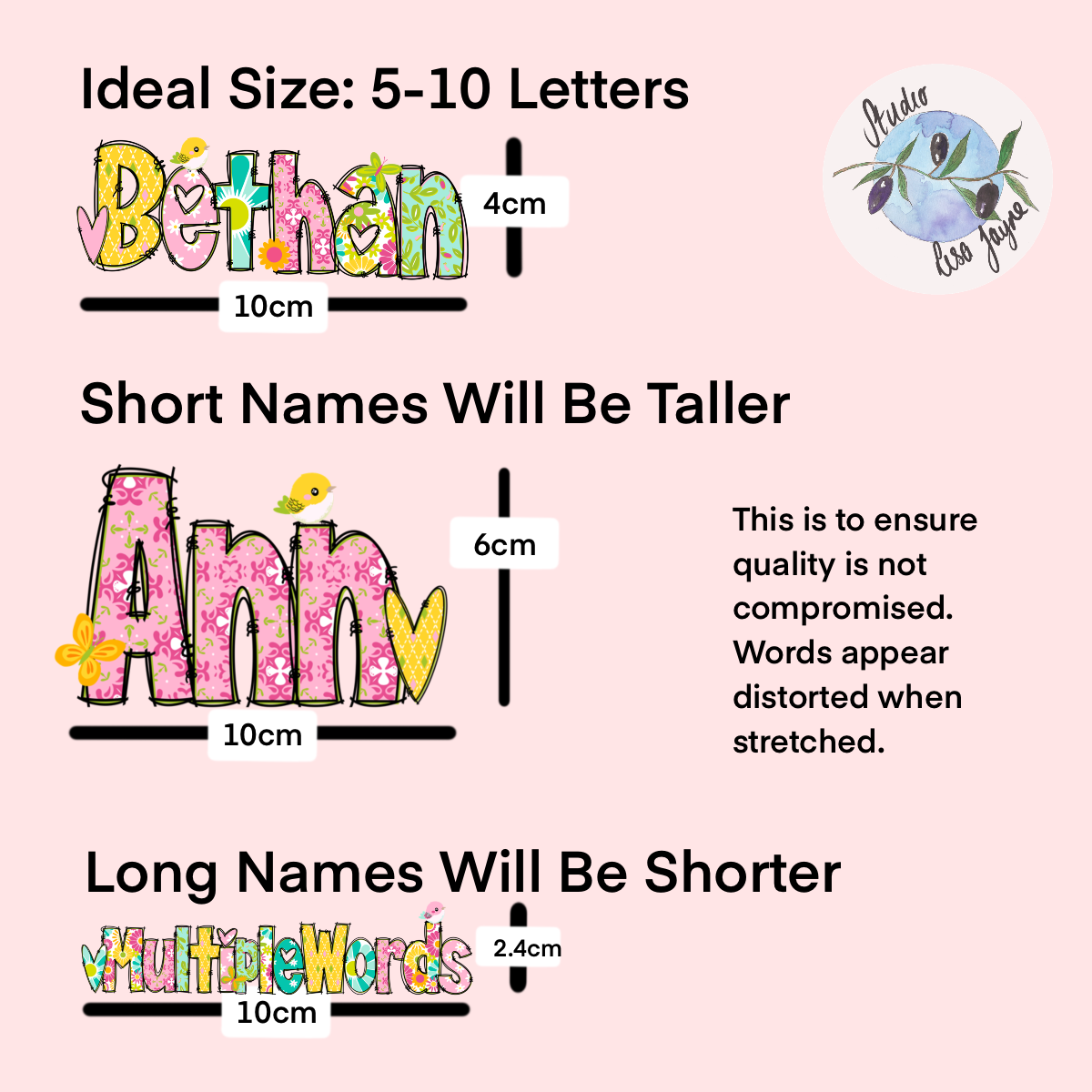 Floral Name Sticker - Personalised Flower Waterproof Vinyl Decal