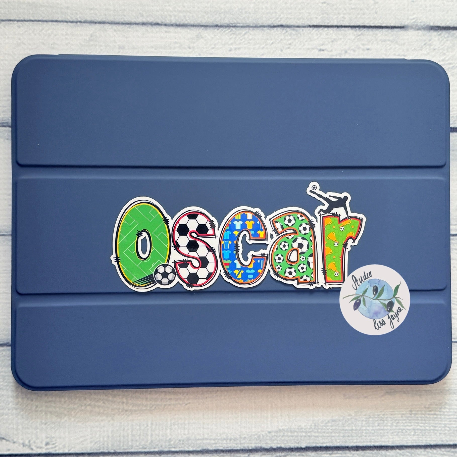 Football Name Sticker personalised, sport Name Label customised for drinks iPad, tablet