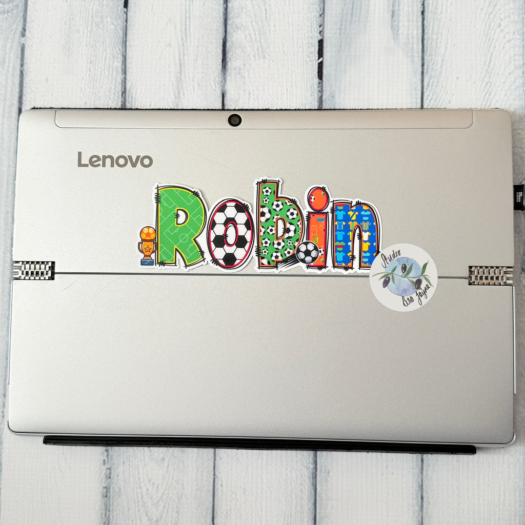 Football Name Sticker personalised, sport Name Label customised for laptop
