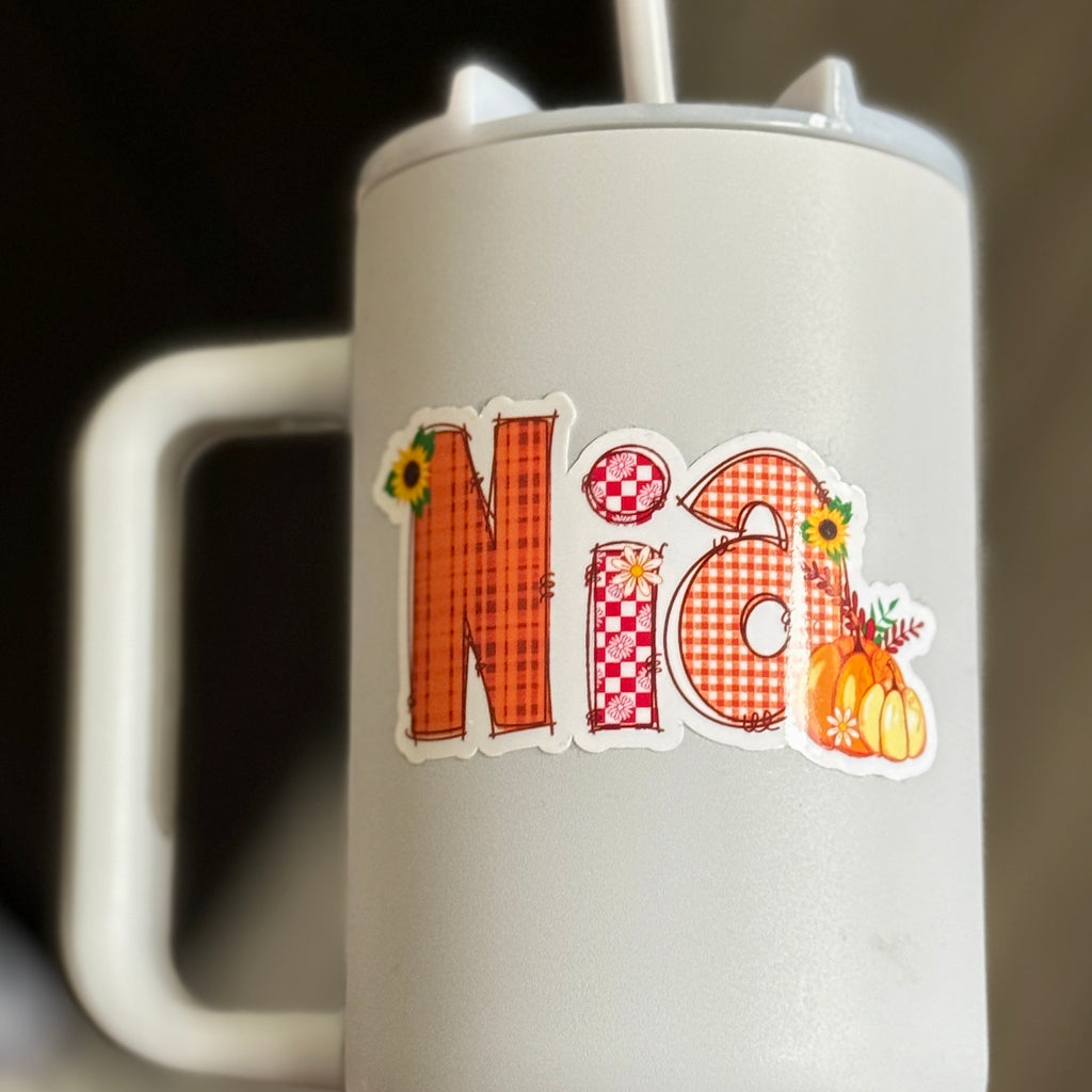 Autumn/Fall  Personalised Name Waterproof Vinyl Sticker