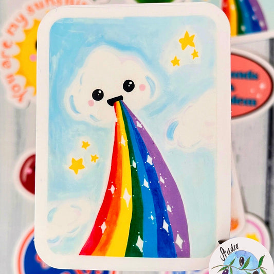 Cloud Rainbow Kawaii illustrated Waterproof Vinyl Sticker