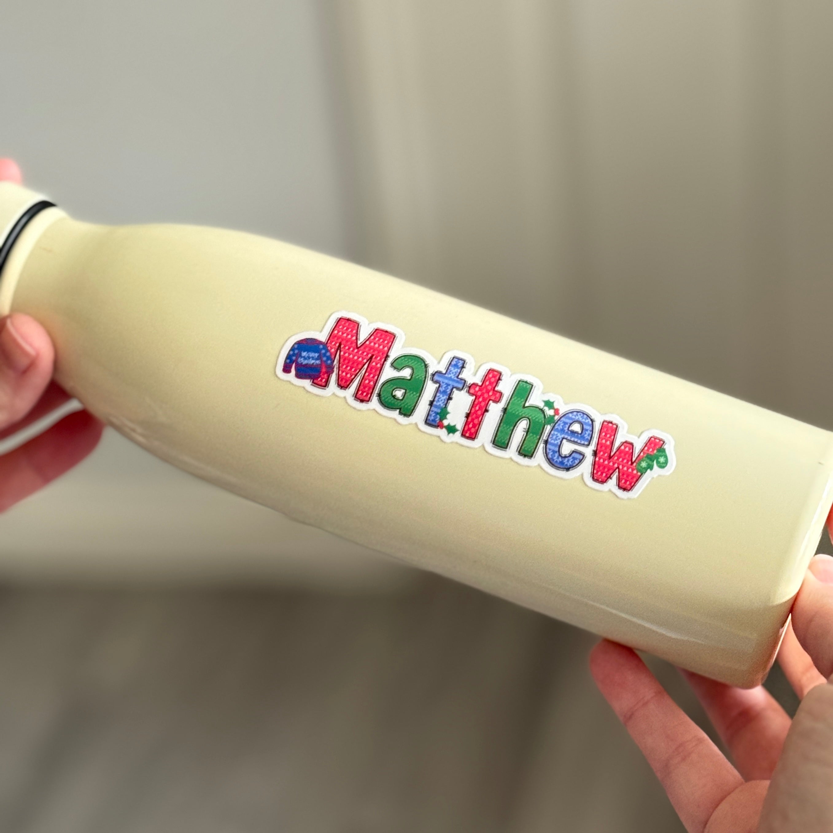 Christmas Jumper Vinyl Stickers - Waterproof Christmas Name Labels Personalised