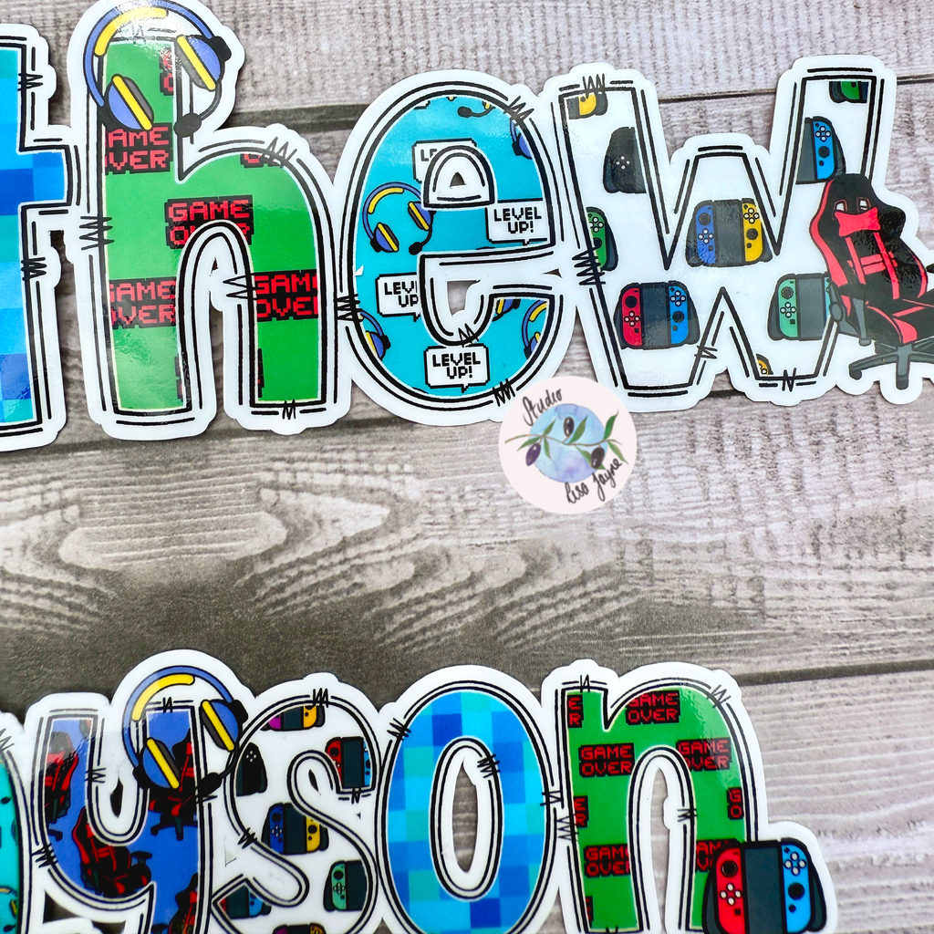 Gamer Name Stickers - Computer Game Geek Video Games Waterproof  Photo Album Name Labels Personalised Decals