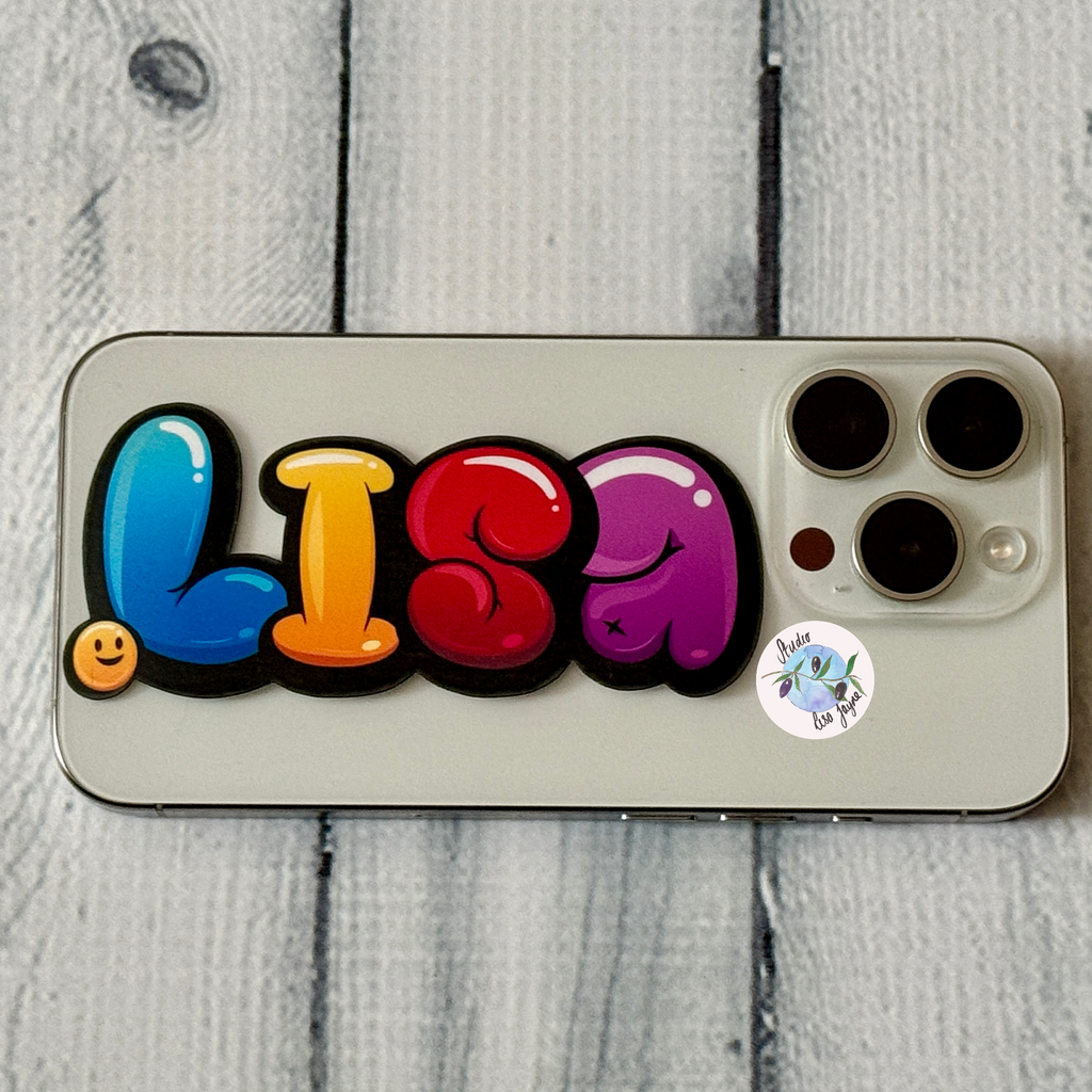 Graffiti Bubble Balloon Name Sticker Personalised iPhone label on iPhone