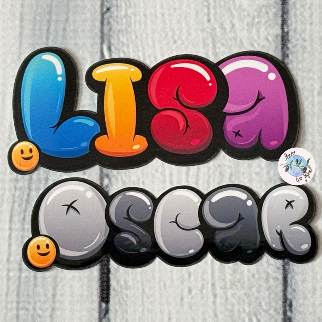 Graffiti Bubble Balloon Name Sticker Personalised - Colourful and monochrome versions available