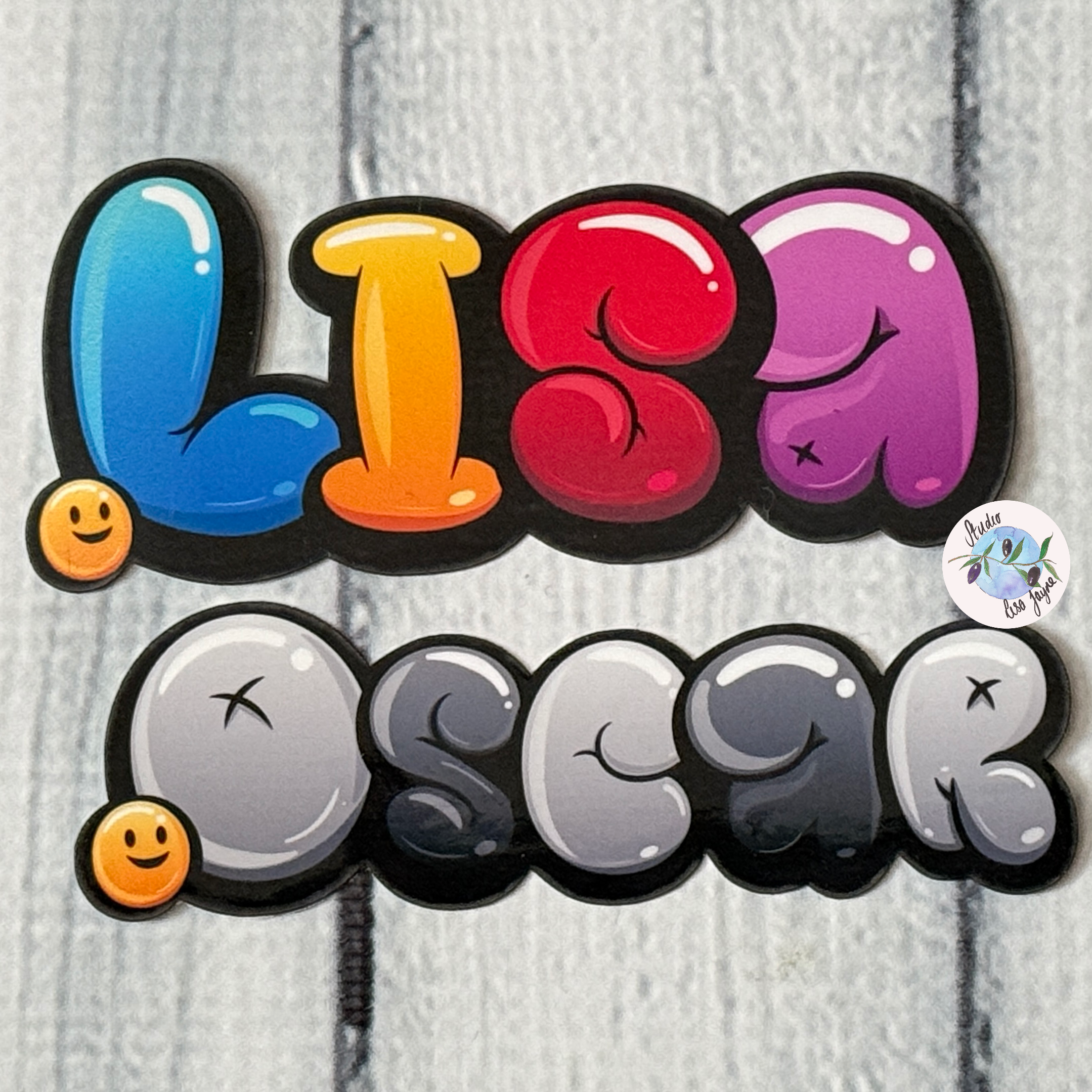 Graffiti Bubble Balloon Name Sticker Personalised - Colourful and monochrome versions available