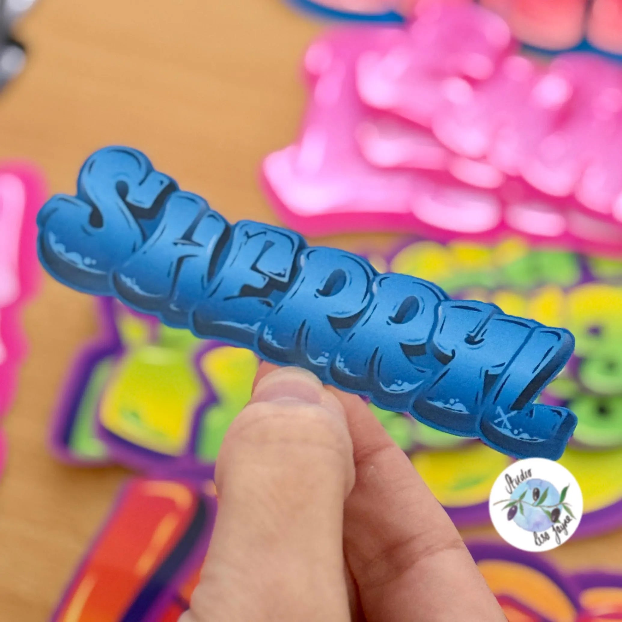 Blue Navy Graffiti Name Sticker for the name Sherryl