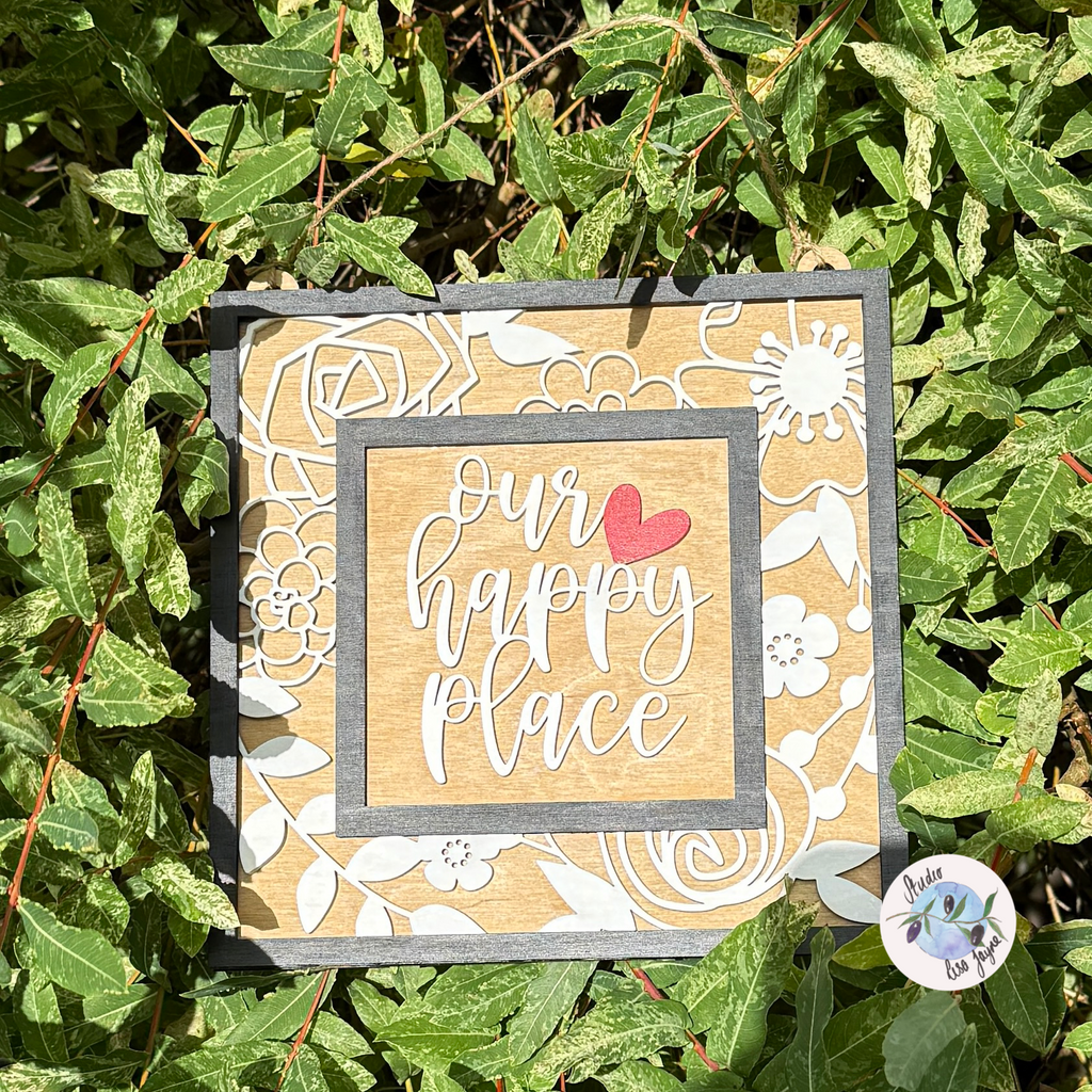 Our Happy Place Handmade Hanging Wooden Sign