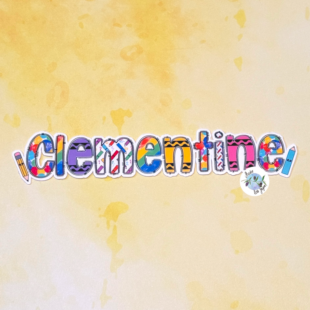 Name Sticker Kids Personalised Art Pencils Crayons Bright Colourful Decal Waterproof Name Labels