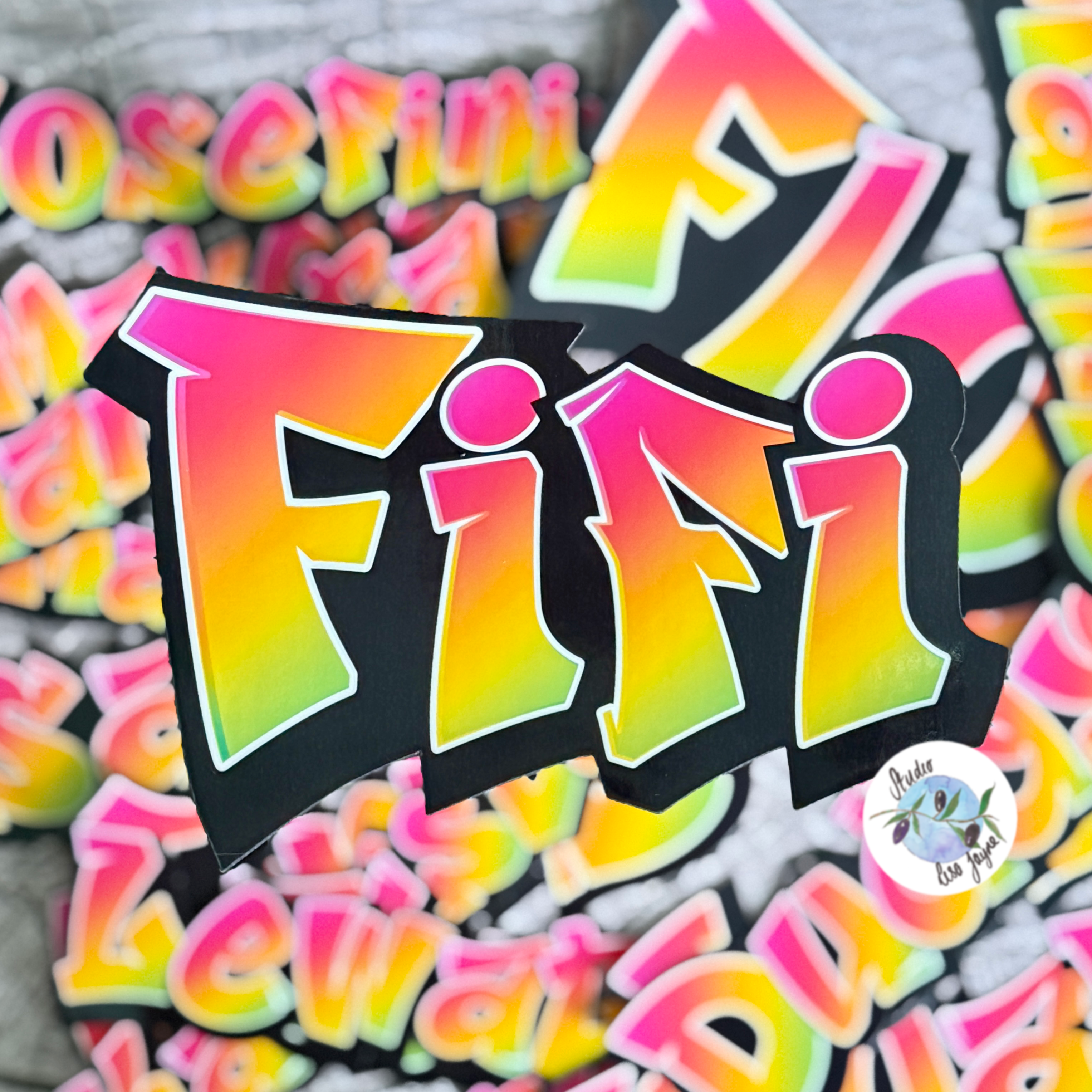 Sharp Graffiti Name Personalised Waterproof Vinyl Sticker