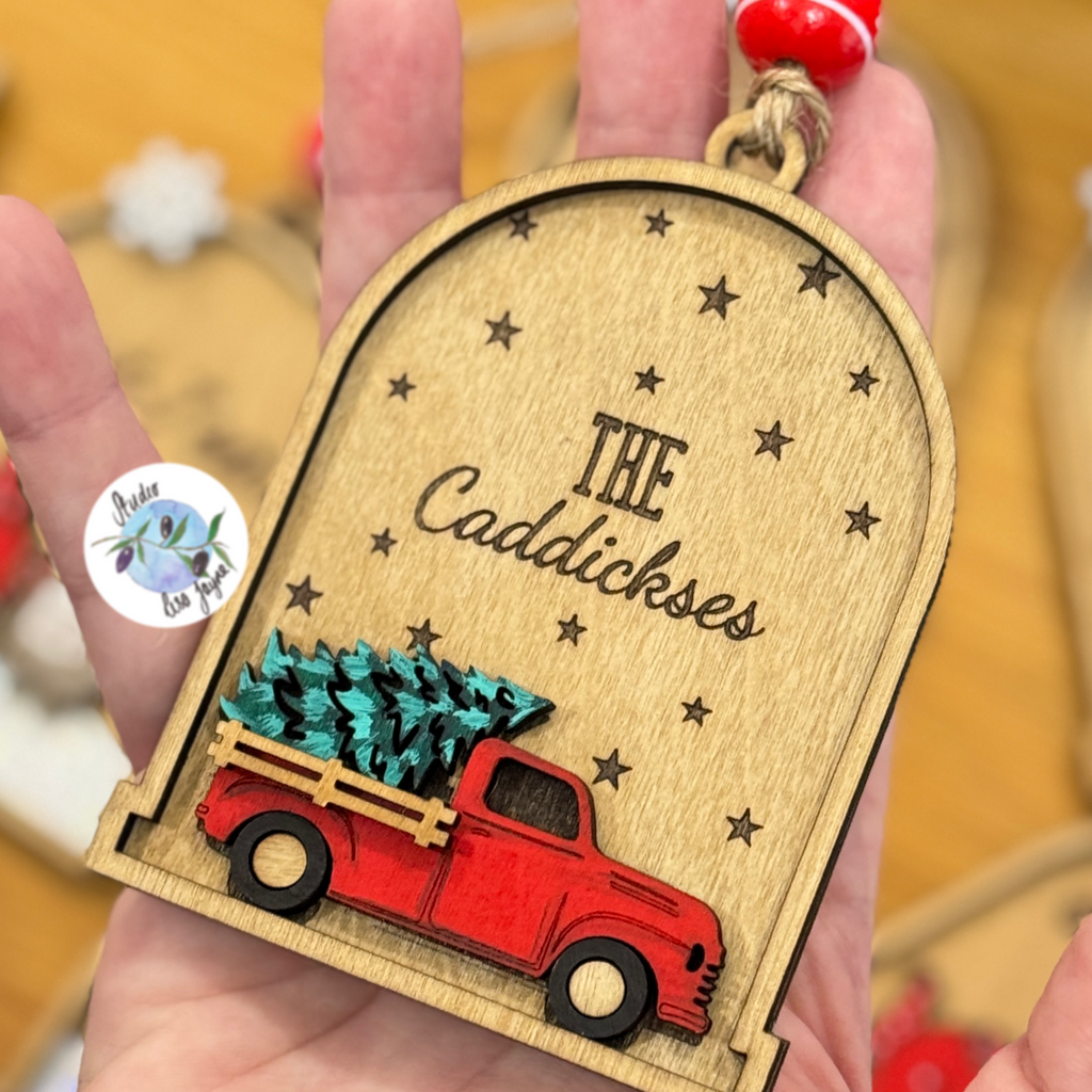 Family Personalised Christmas Tree Decoration - Driving Home for Christmas