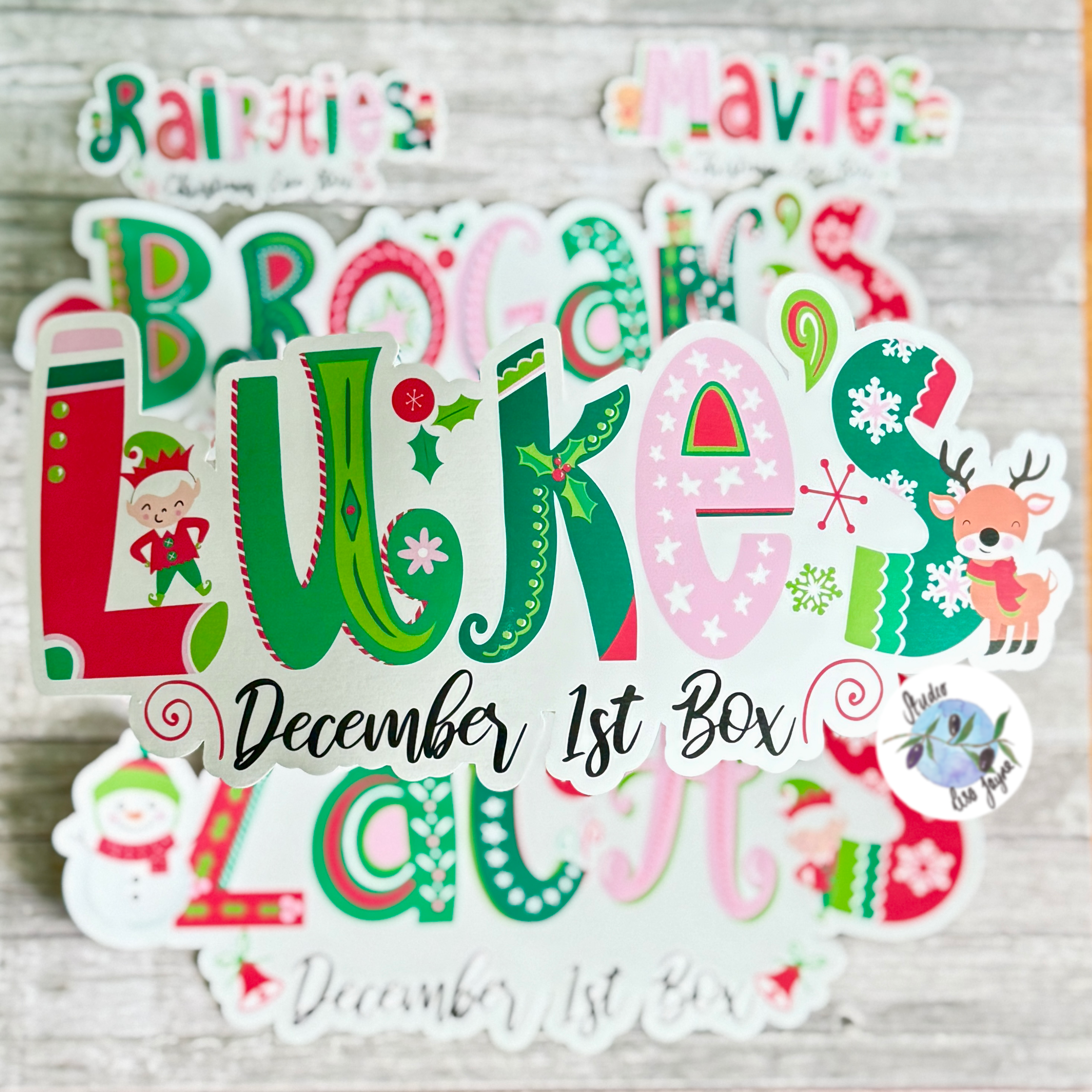 Christmas Eve Box Christmas Snack Box Stickers - Waterproof Christmas Name Labels Personalised