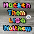 Neon Style Personalised Waterproof Vinyl Name Sticker - Orange Pink Green Blue Multicoloured