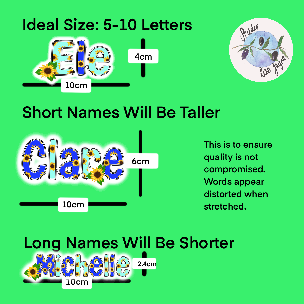 Sunflower Personalised Name Sticker Waterproof Vinyl - Hidden Disability Floral Summer Autumn