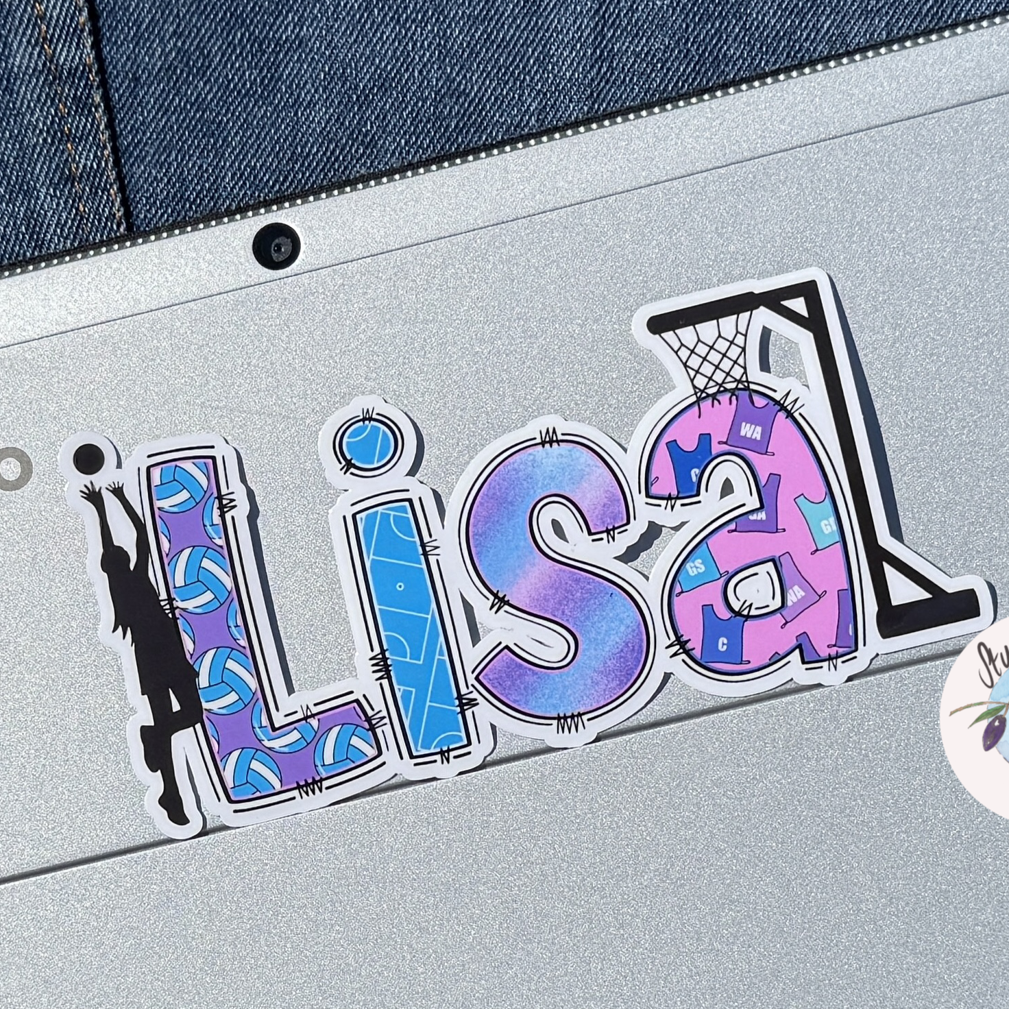 Netball Name Personalised Waterproof Vinyl Sticker Label