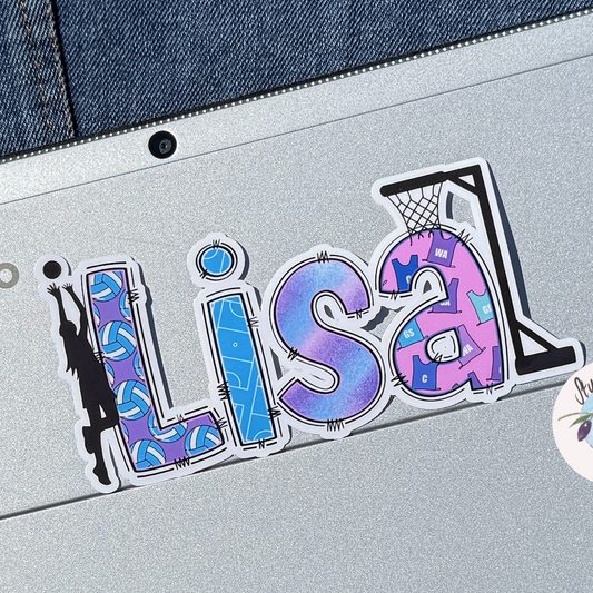 Netball Name Personalised Waterproof Vinyl Sticker Label
