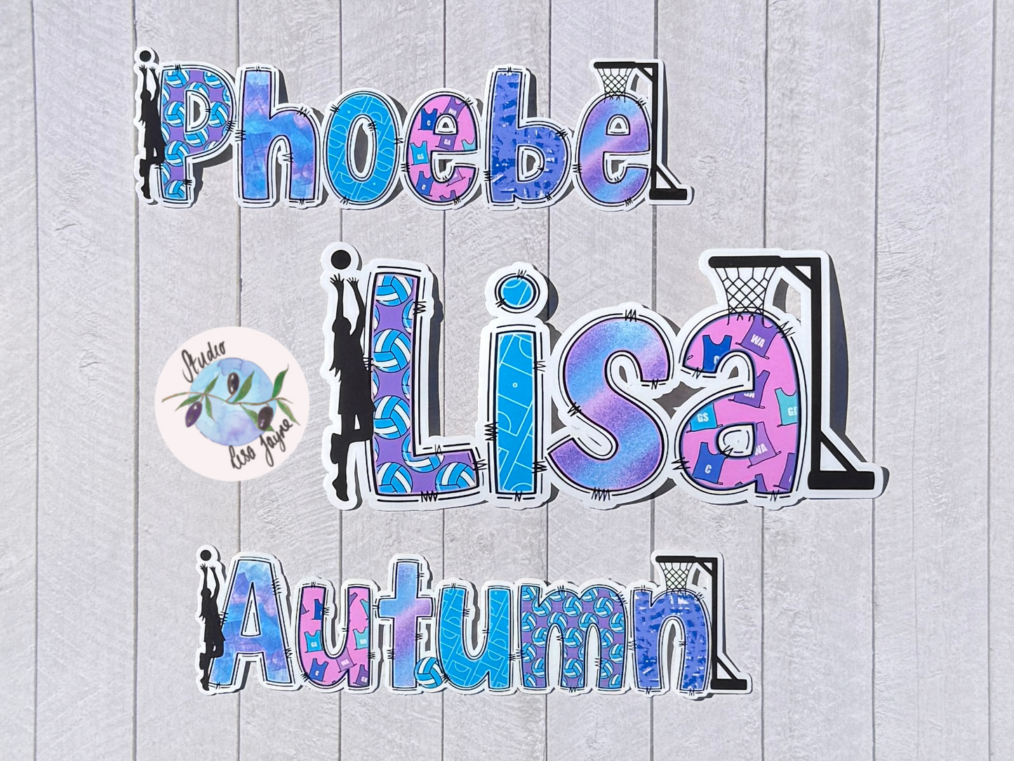 Netball Name Personalised Waterproof Vinyl Sticker Label