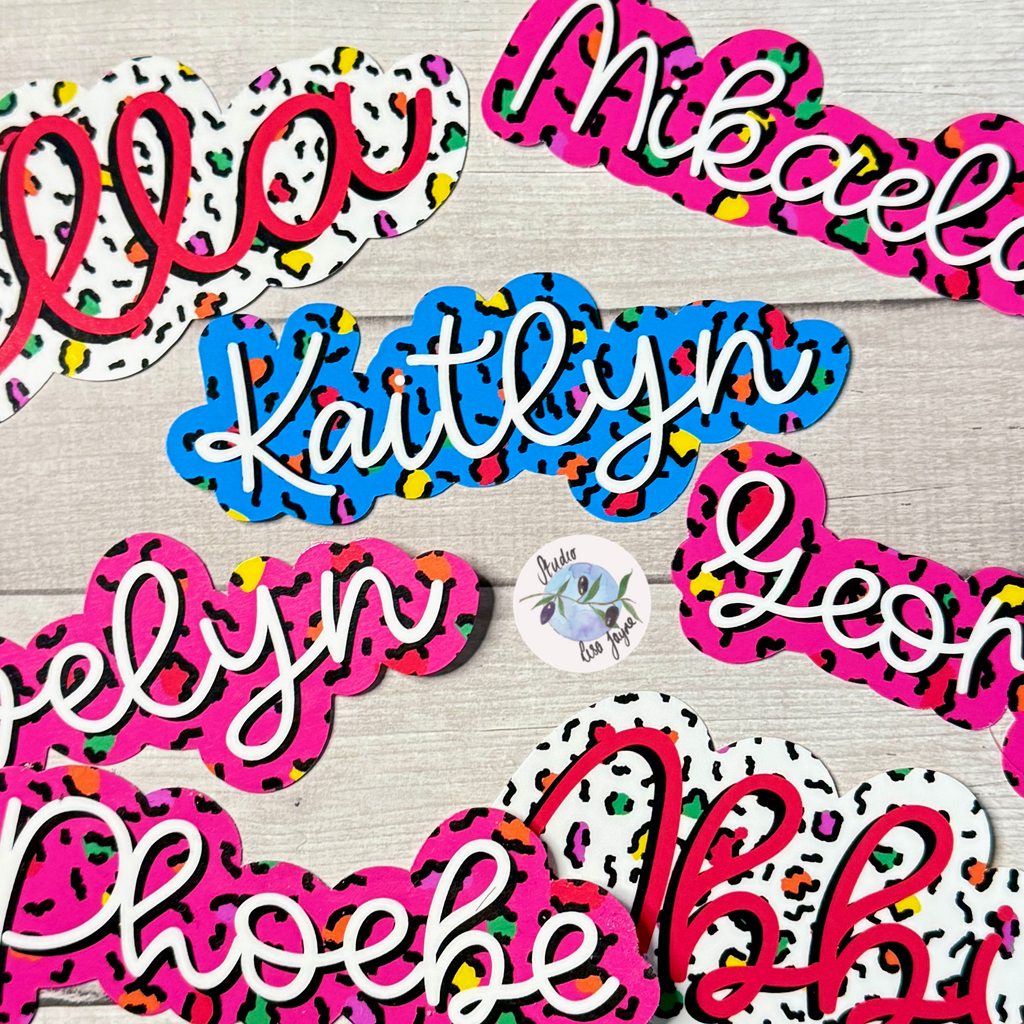 Leopard Print Personalised Name Waterproof Vinyl Sticker