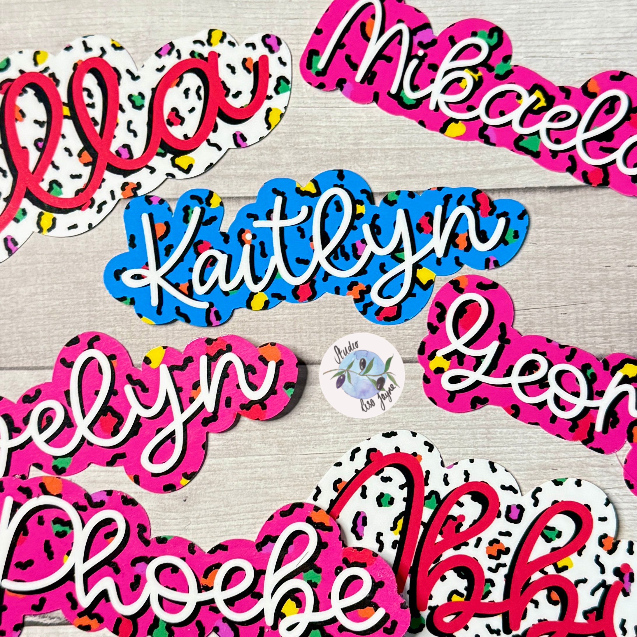 Leopard Print Personalised Name Waterproof Vinyl Sticker