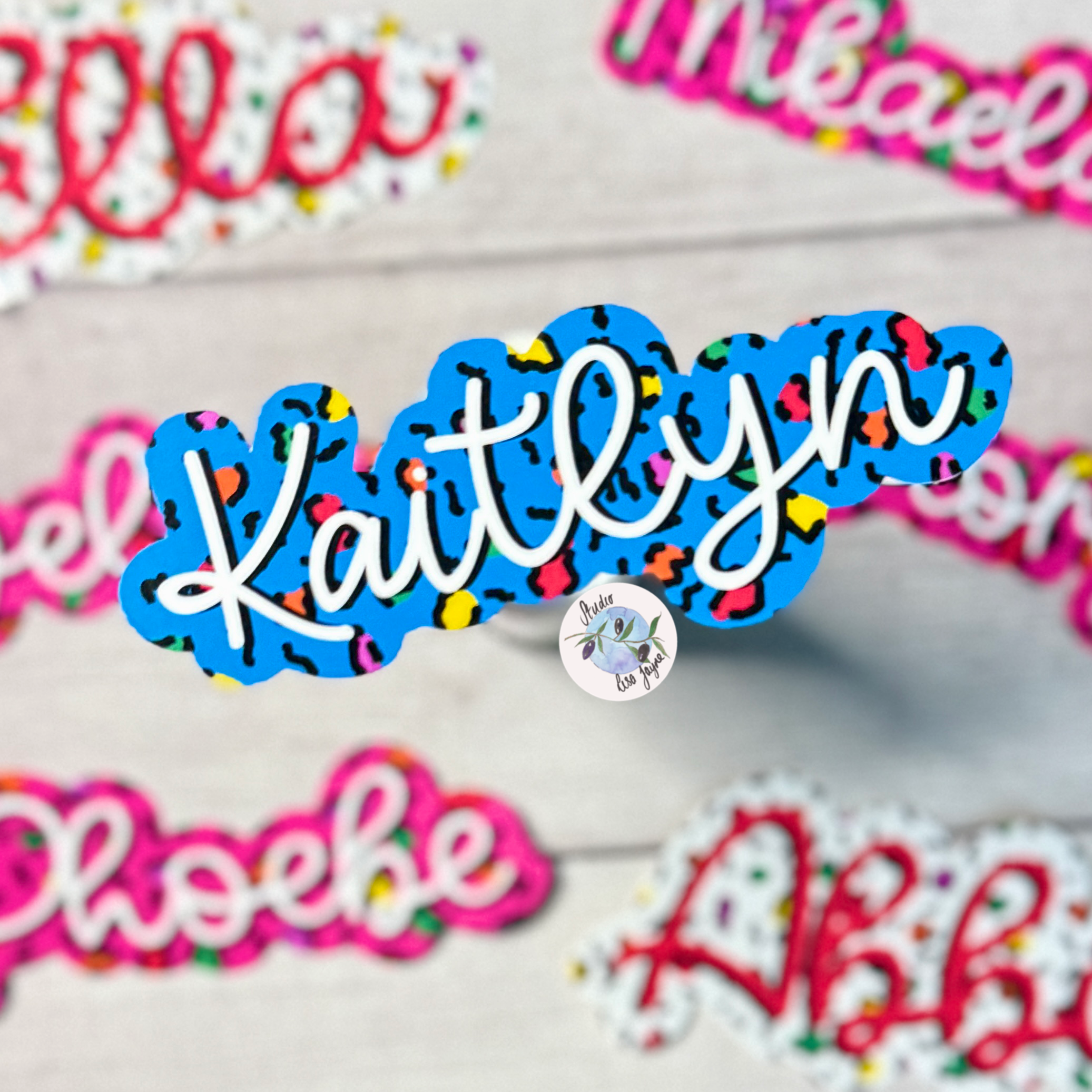 Leopard Print Personalised Name Waterproof Vinyl Sticker