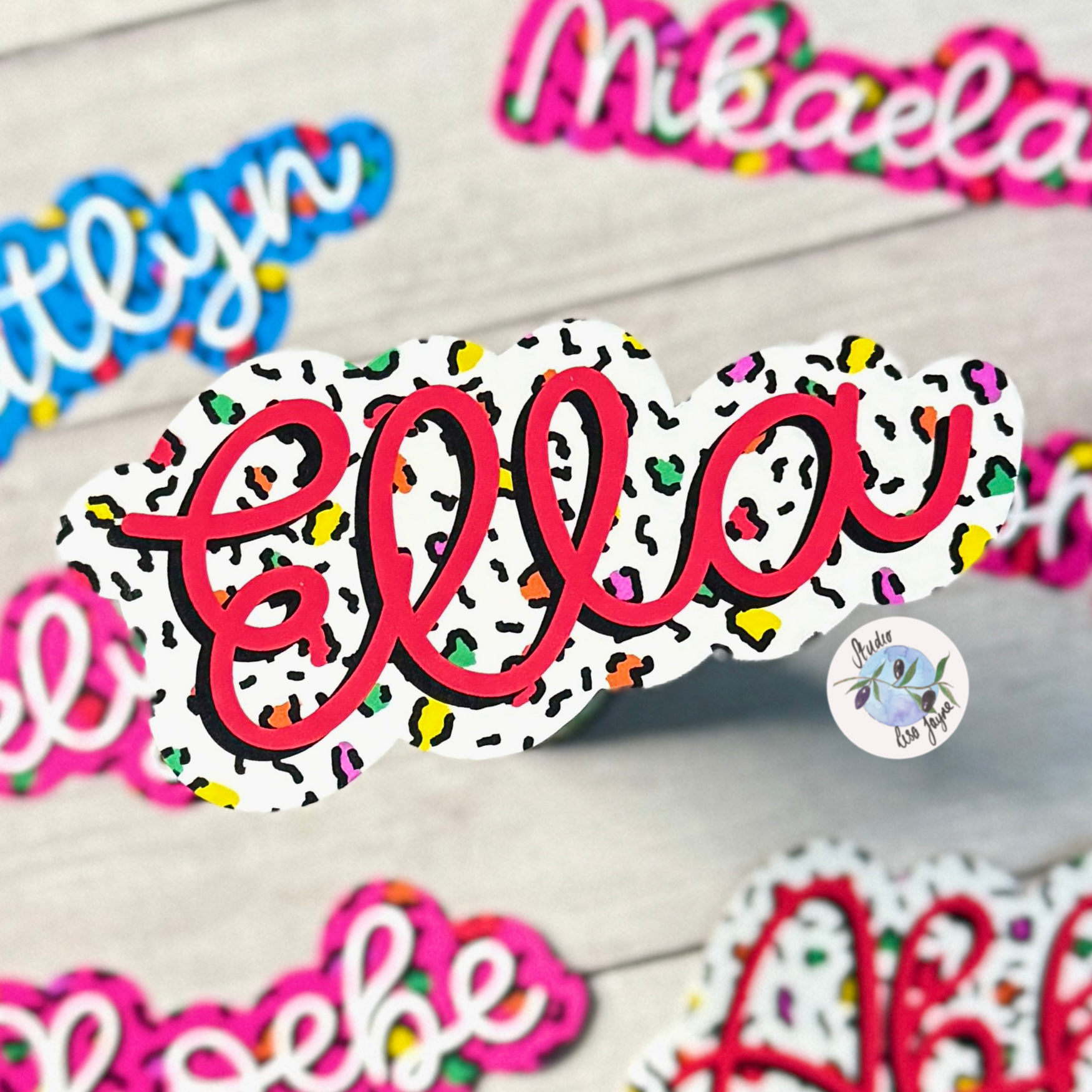 Leopard Print Personalised Name Waterproof Vinyl Sticker