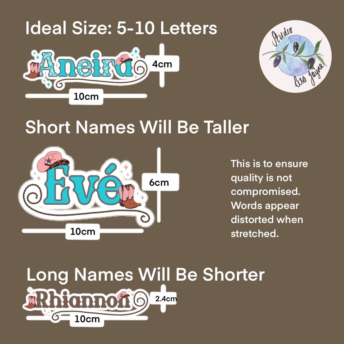 Linedancing Cowgirl Themed Personalised Waterproof Vinyl Name Sticker