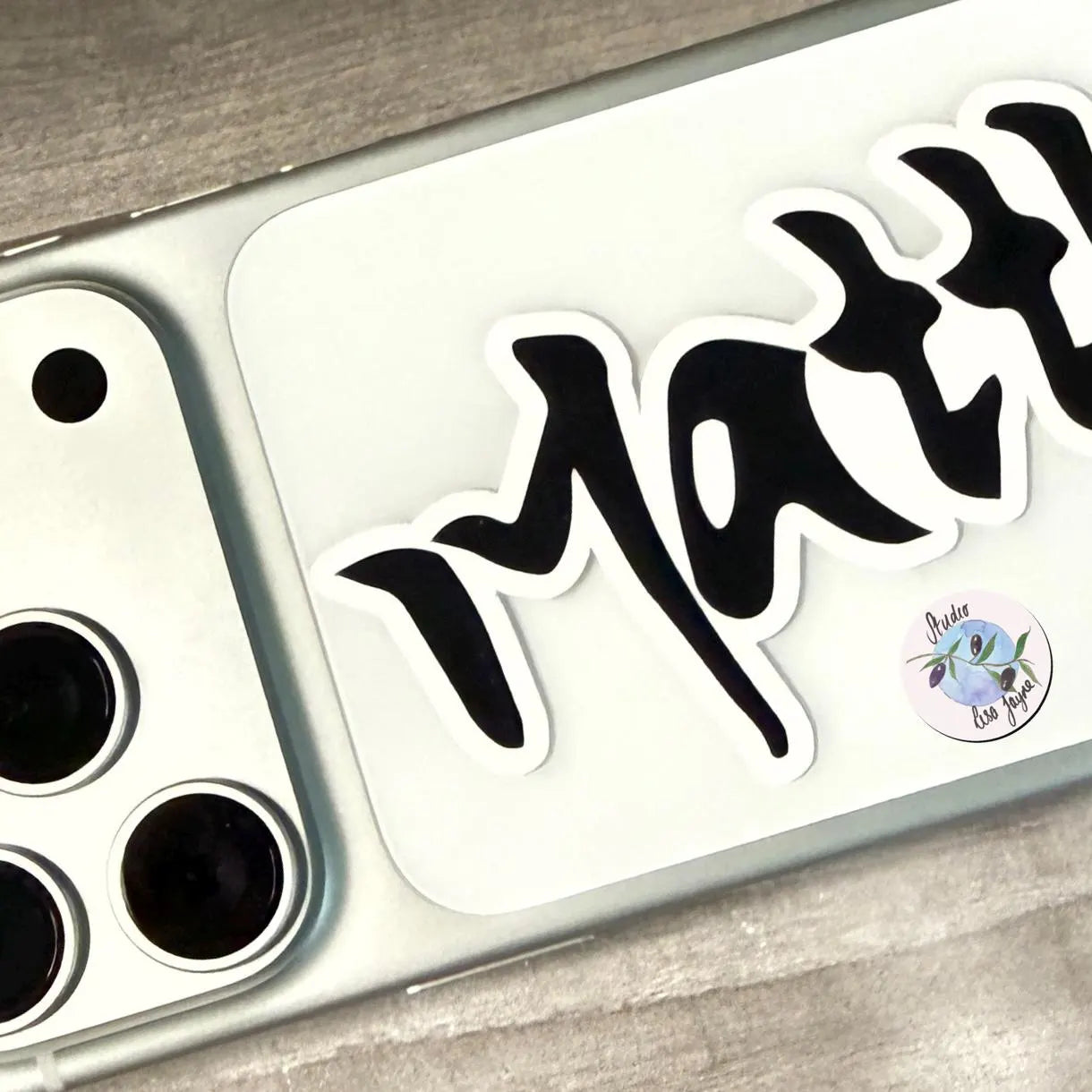 Phone case with manga style name label 