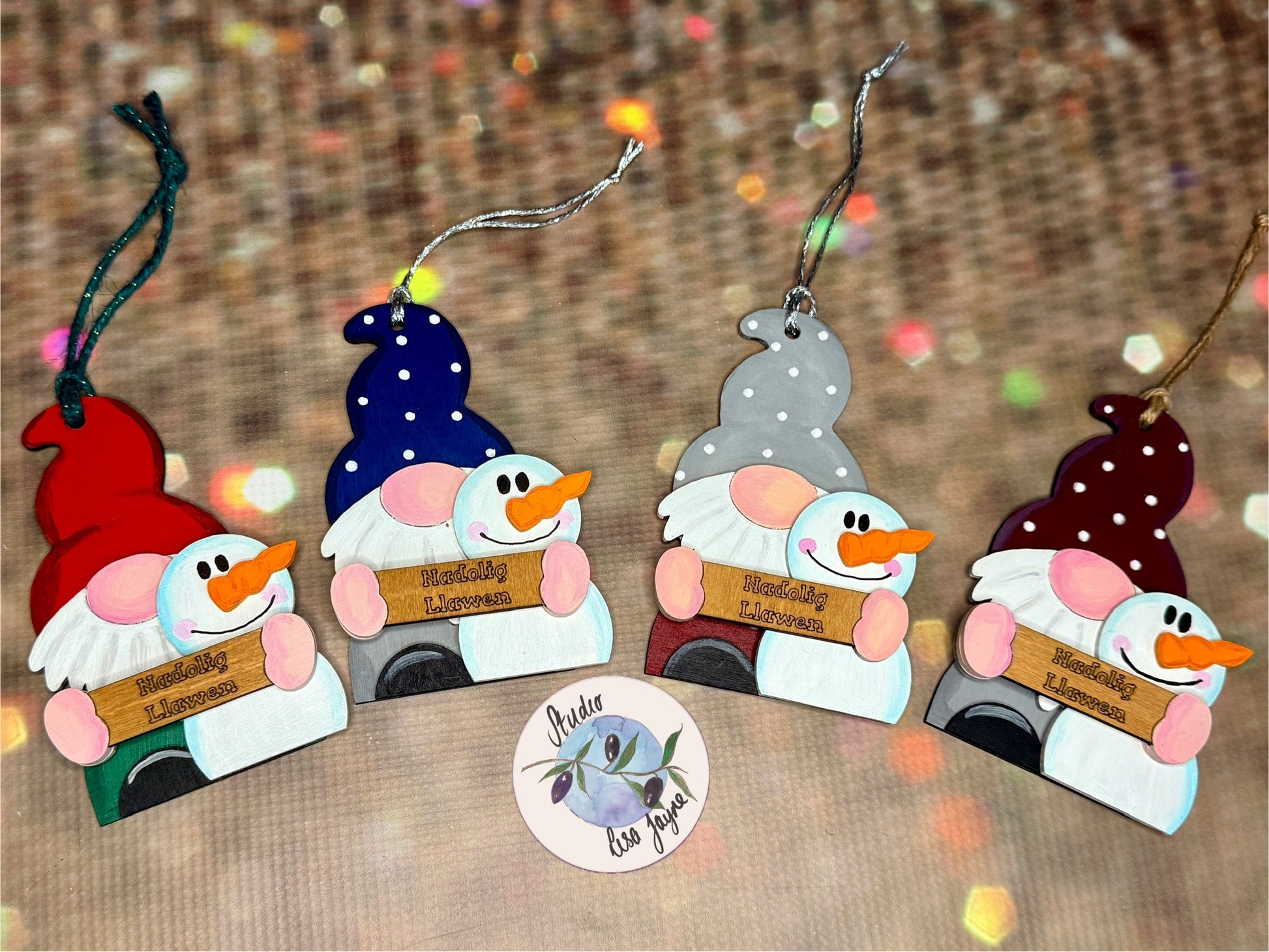 Nadolig Llawen Gonk Gnome Snowman Christmas Tree Decoration Layered 3D - All Designs