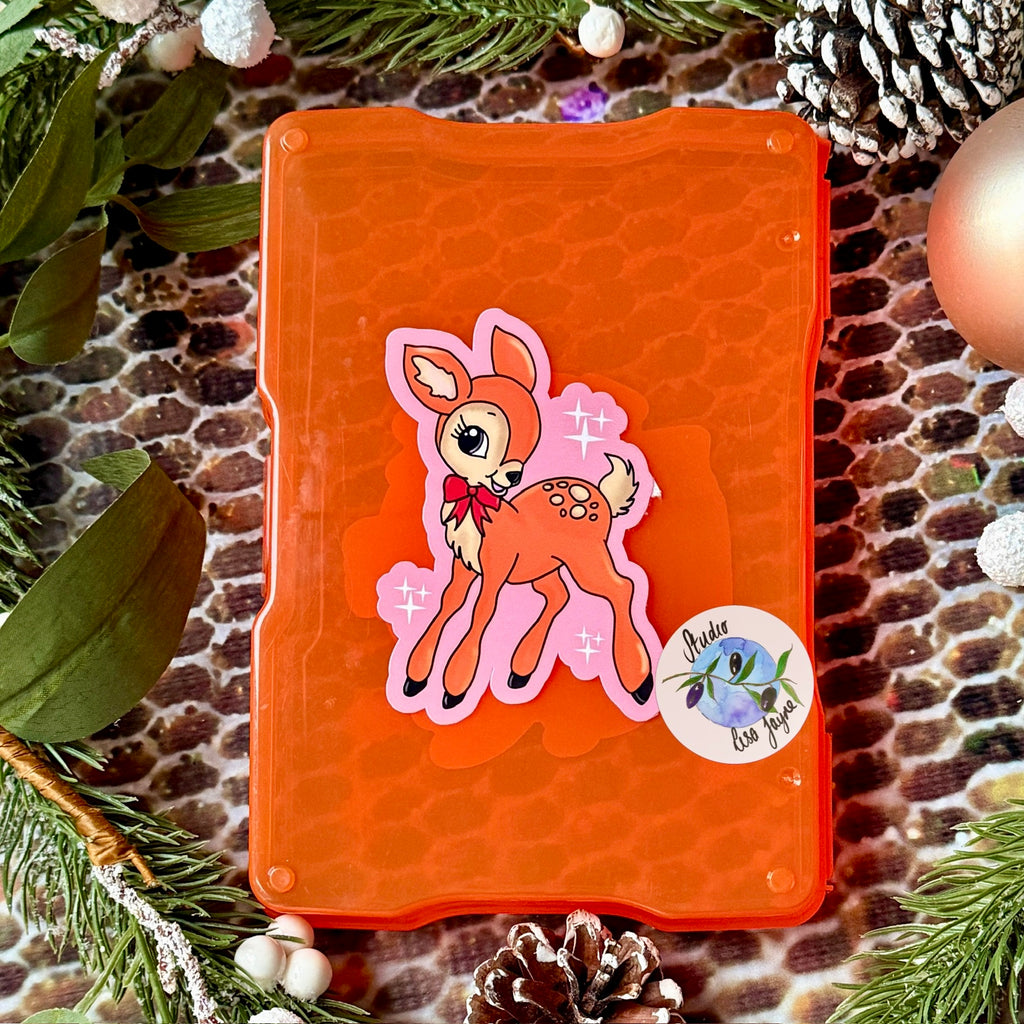 Retro Deer Vintage Style Christmas Sticker Waterproof Vinyl Handmade Stuck to Box