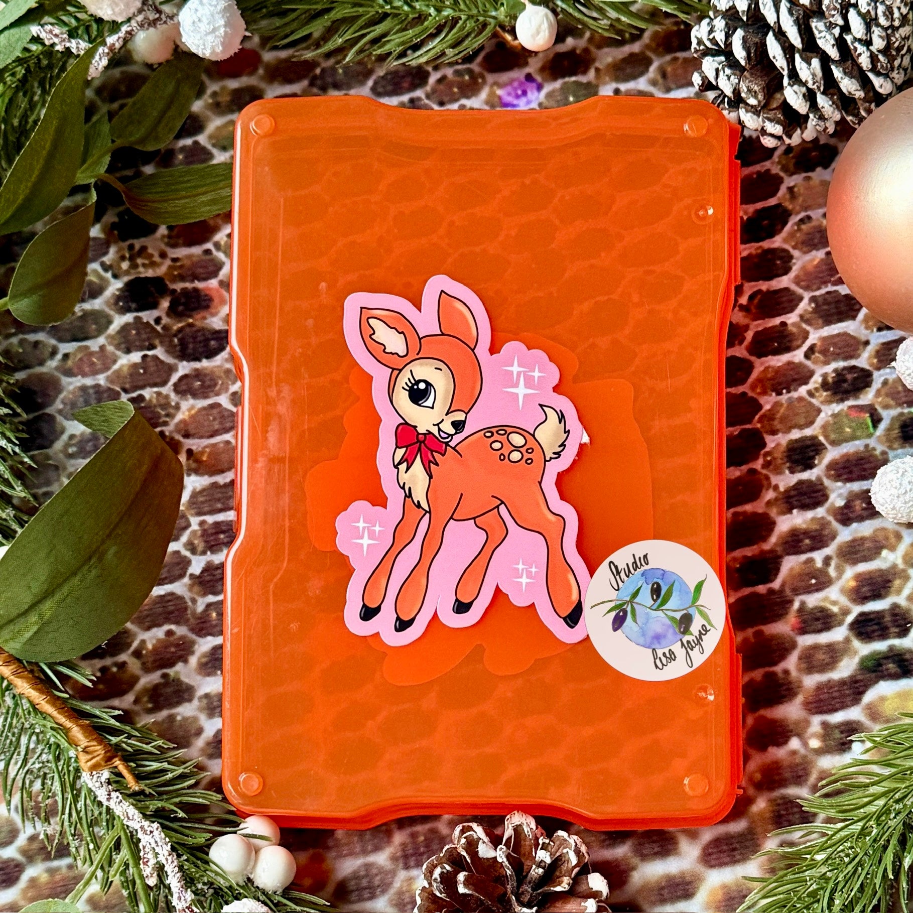 Retro Deer Vintage Style Christmas Sticker Waterproof Vinyl Handmade Stuck to Box