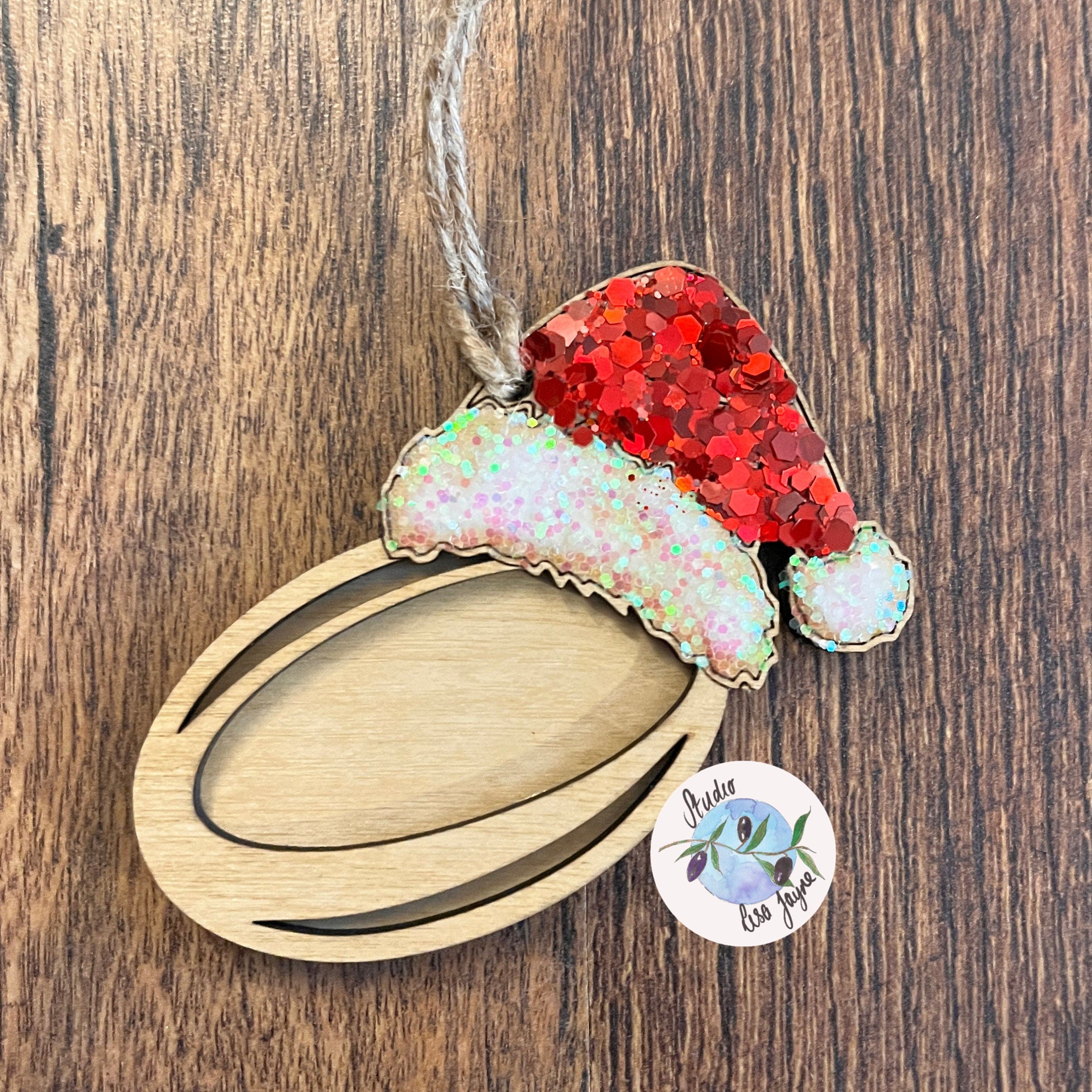 Rugby Christmas Tree Decoration Handmade Glitter Wood Ornament 