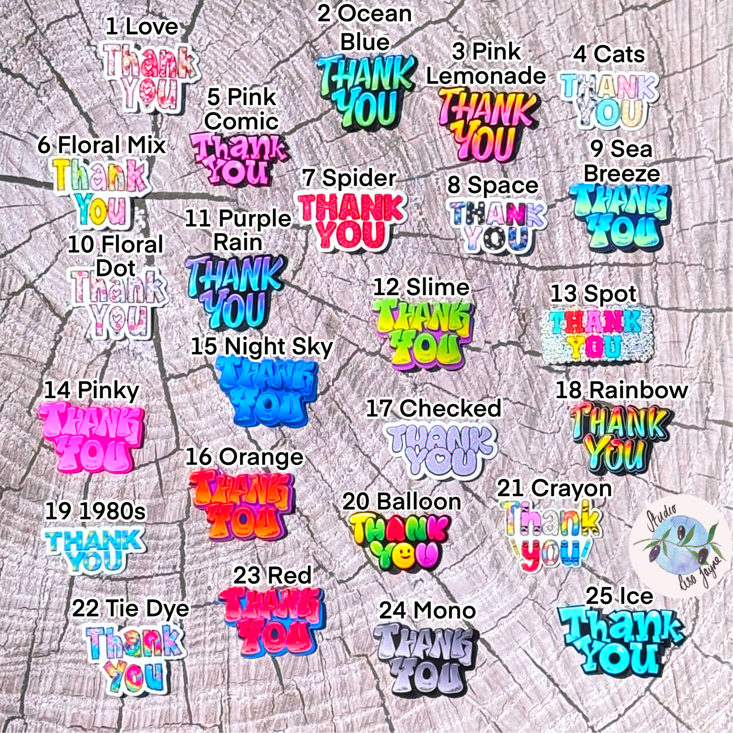 Thank You Vinyl Sticker Bundle for Smooth Surfaces Label