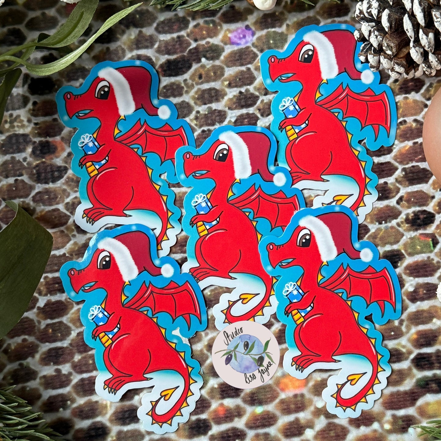 Welsh Christmas Dragon Sticker - Waterproof Decal Ddraig Goch - Multiple Dragons