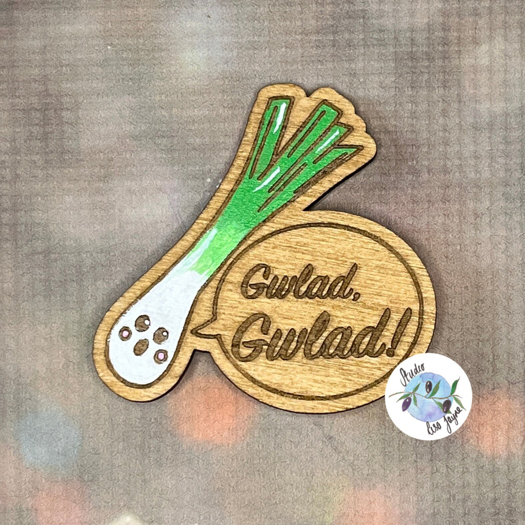 Welsh Singing Leek Wooden Brooch ideal for St David's Day