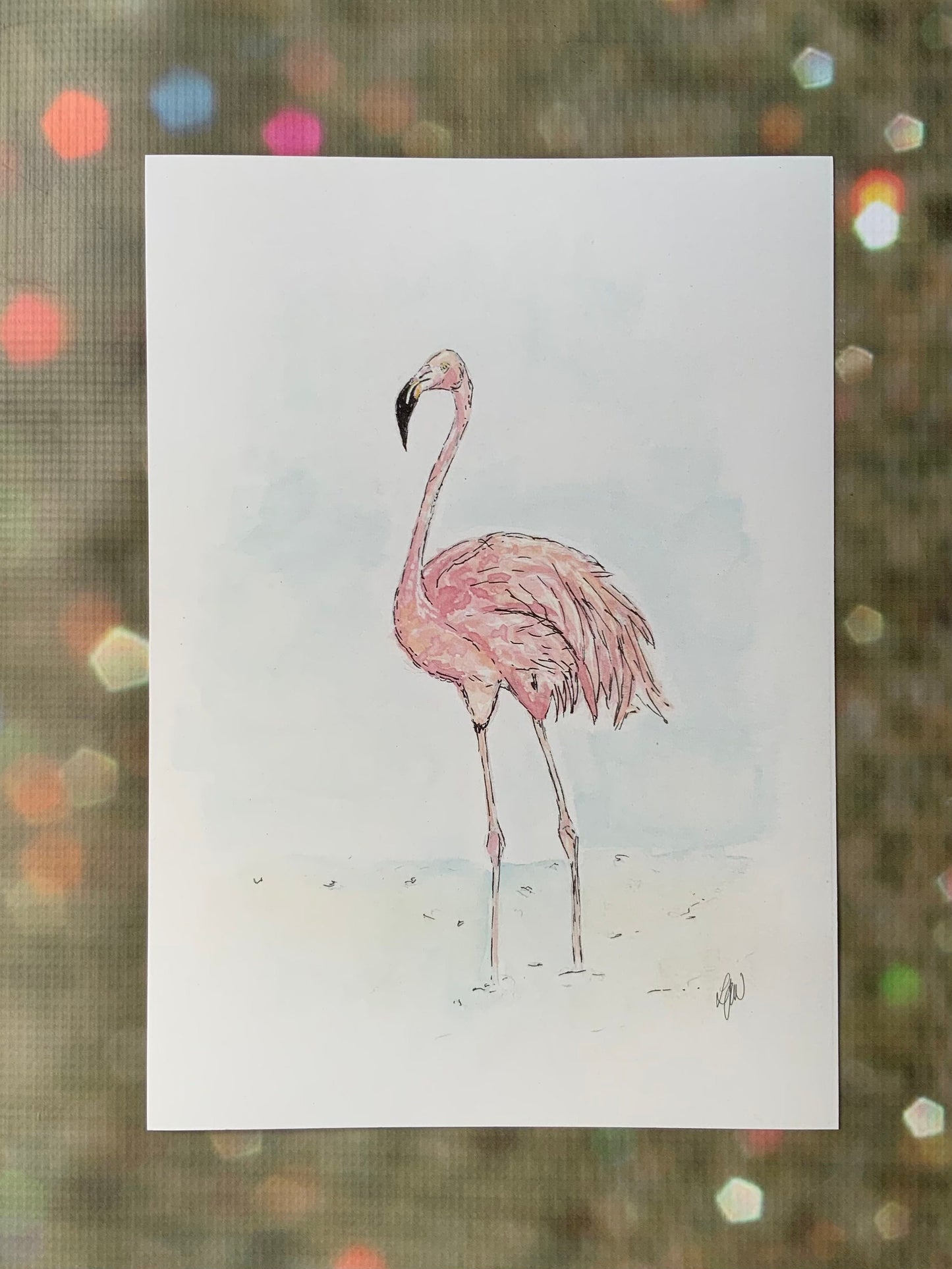 Flamingo watercolour print