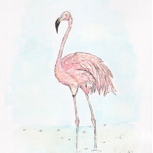 Flamingo watercolour print