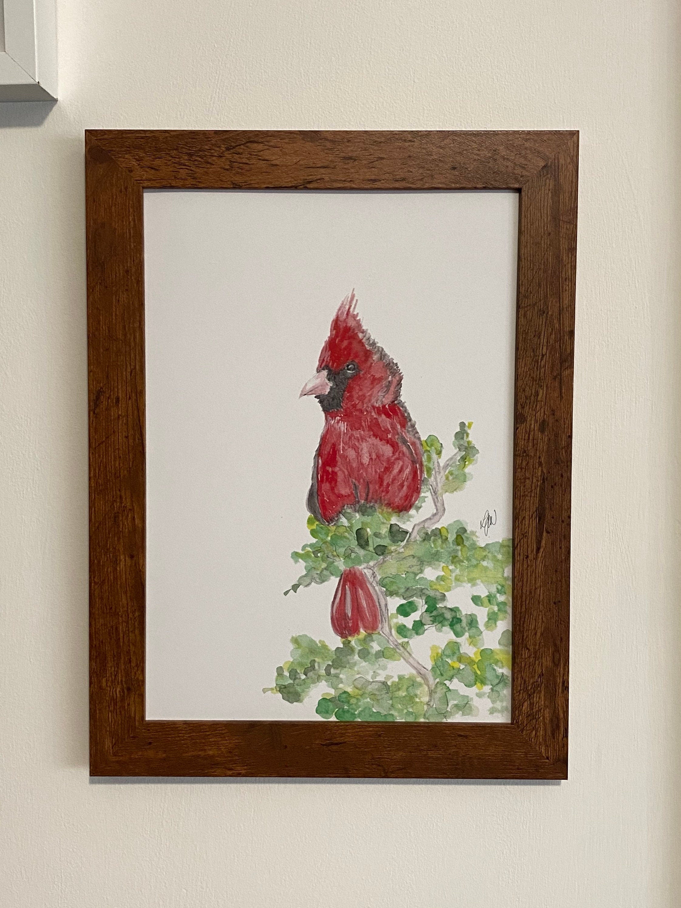 Cardinal watercolour print
